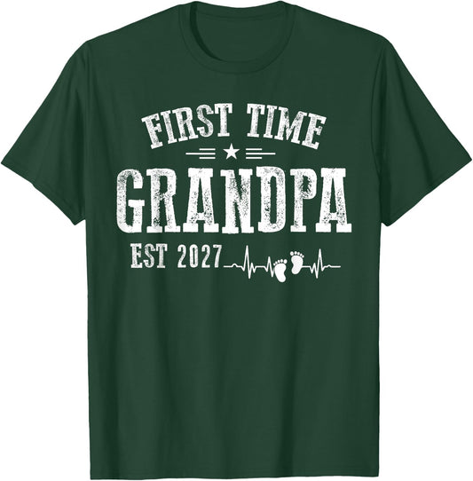 First time Grandpa 2027 for Grandfather to be T-Shirt - T-Shirt | Forest