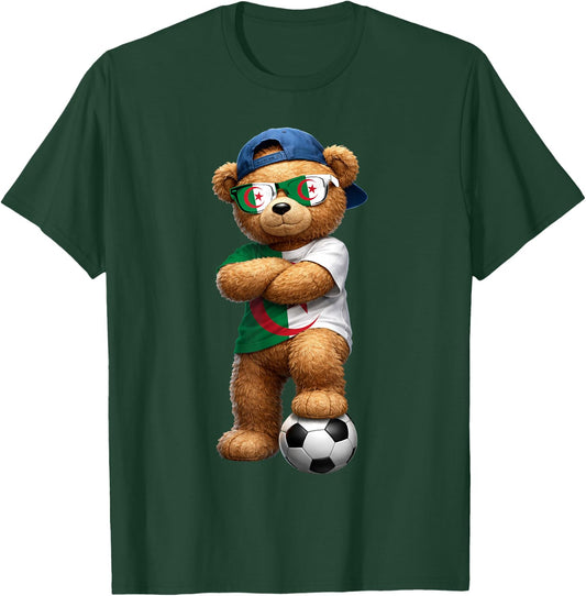 Algerian Flag Teddy Player Sports Outfit for Algeria T-Shirt - T-Shirt | Forest