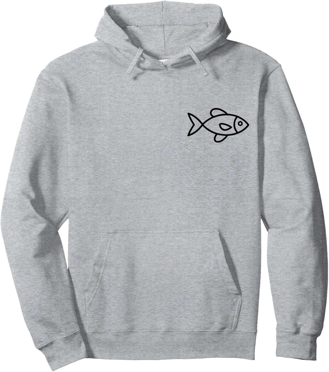 Minimalist Fish Badge Fish Lover Hoodie - Hoodie | Ash