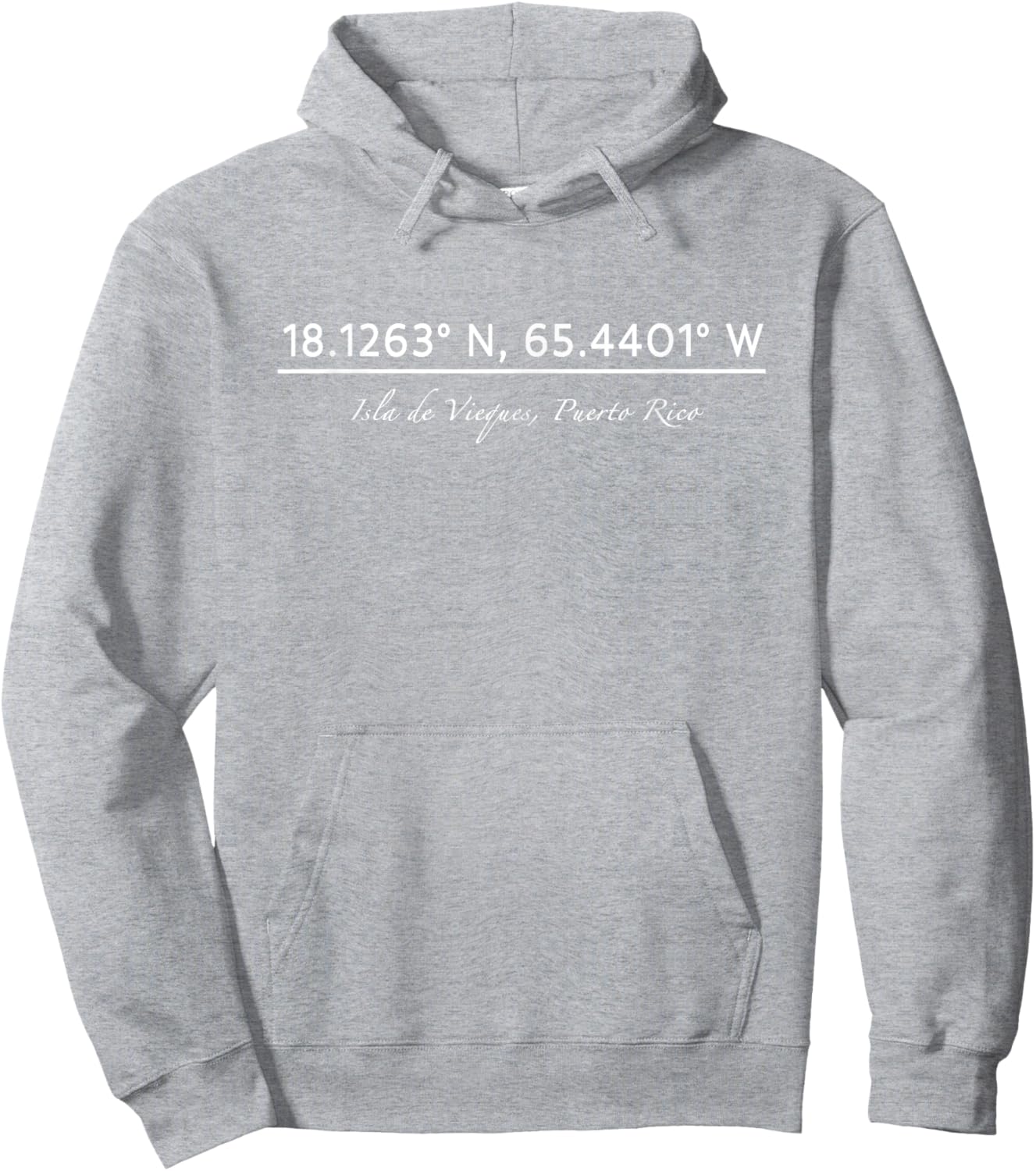 Isla de Vieques, Puerto Rico Coordinates Hoodie - Hoodie | Ash