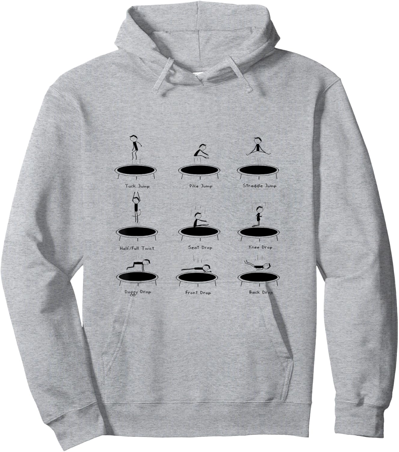 Funny Trampoline Tricks Tumbling Sticky Man Hoodie - Hoodie | Ash