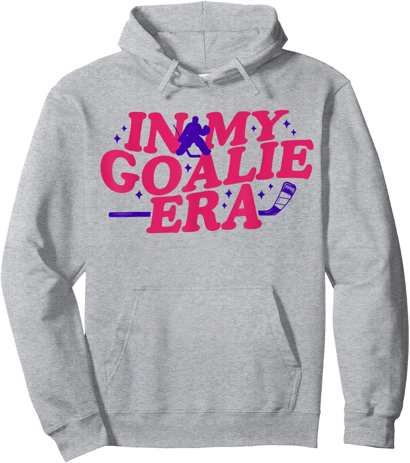 In My Goalie Era Groovy Retro Ice Hockey Girl Hoodie - Hoodie | Ash