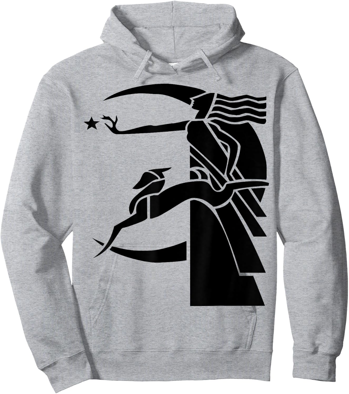 Art Deco Woman Moon Dog Hoodie - Hoodie | Ash