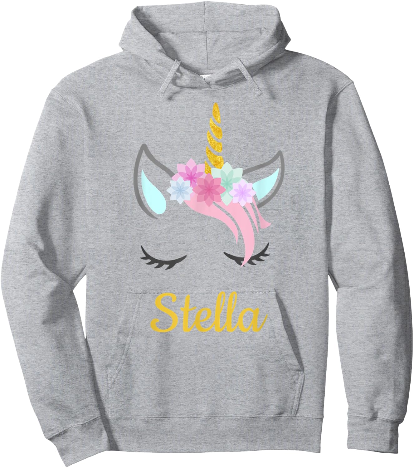Stella White Unicorn Name Hoodie - Hoodie | Ash