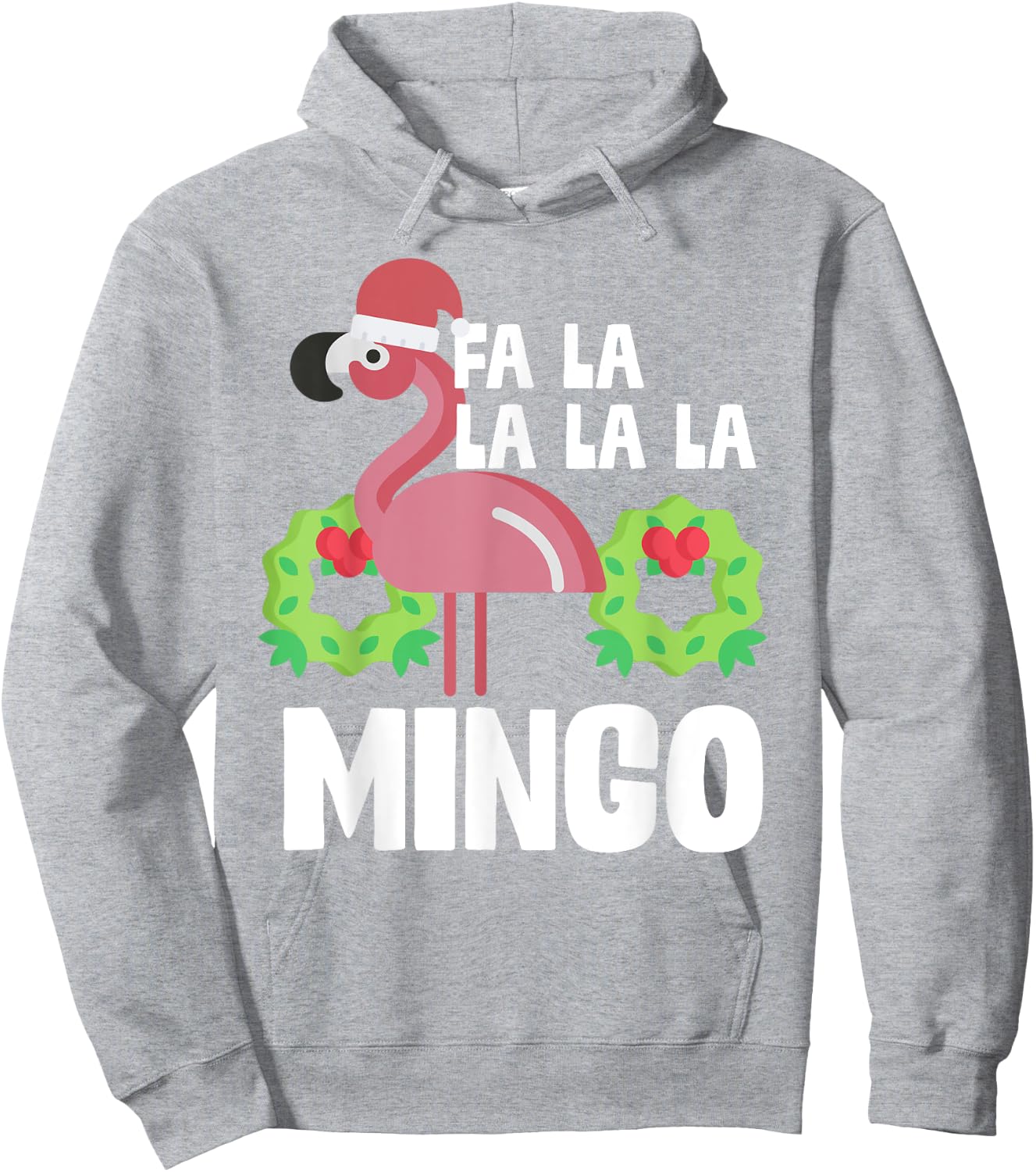 Fa La La Mingo Santa Christmas Flamingo Gift Hoodie - Hoodie | Ash