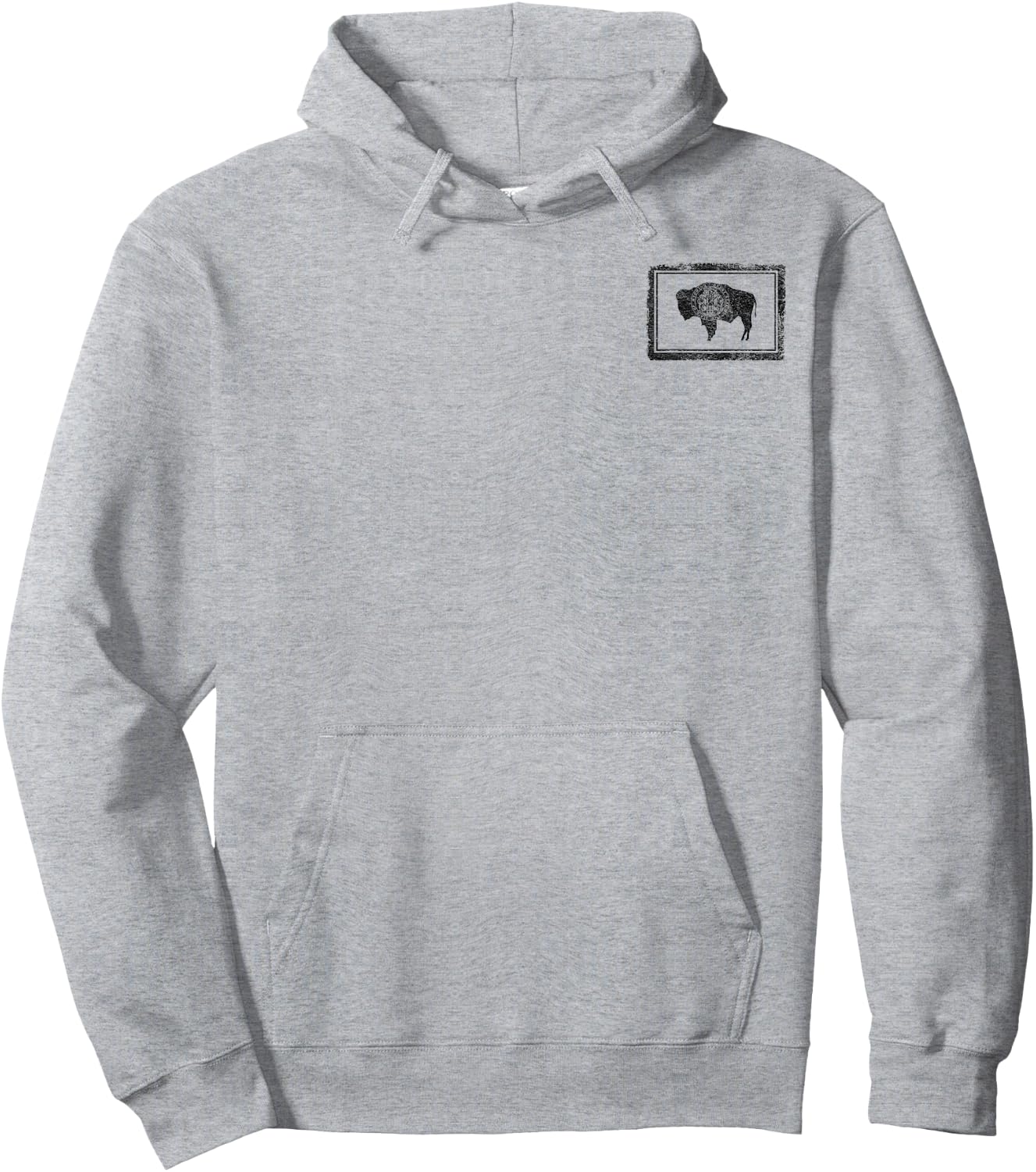 State of Wyoming Flag American Bison Hoodie - Hoodie | Ash
