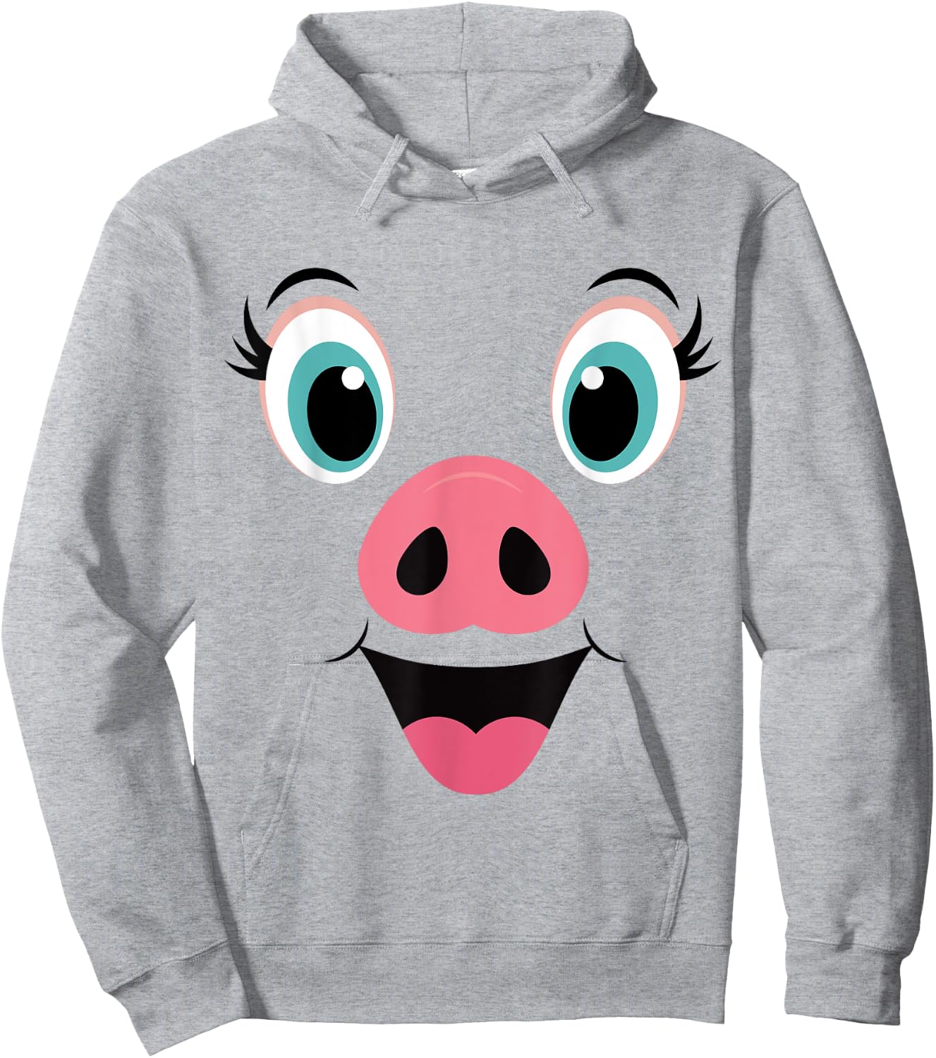 Funny Pig Face Pink Swine Halloween Costume Hoodie - Hoodie | Ash