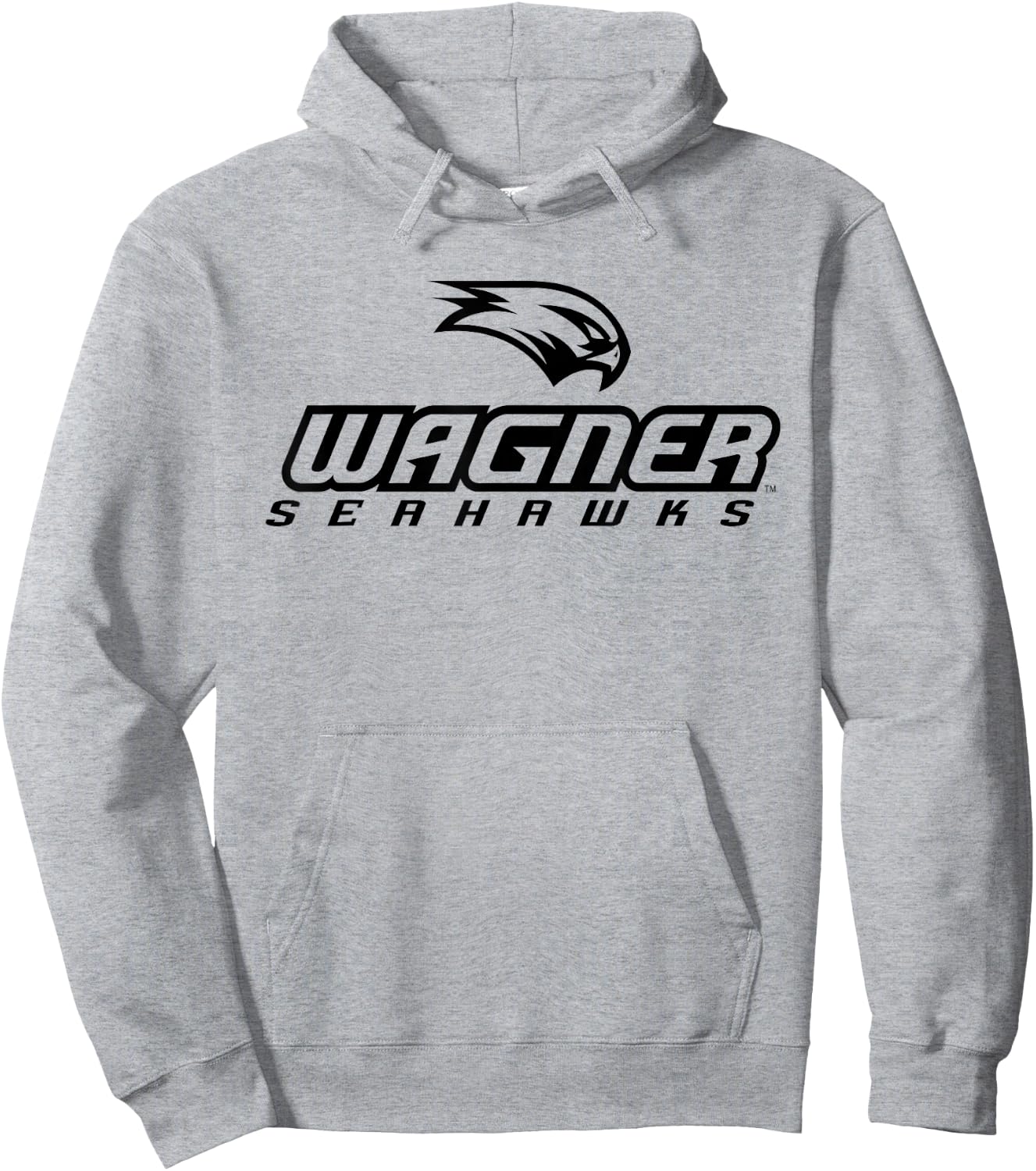 Wagner College Seahawks Stacked One Colour Logo Hoodie - Hoodie | Ash
