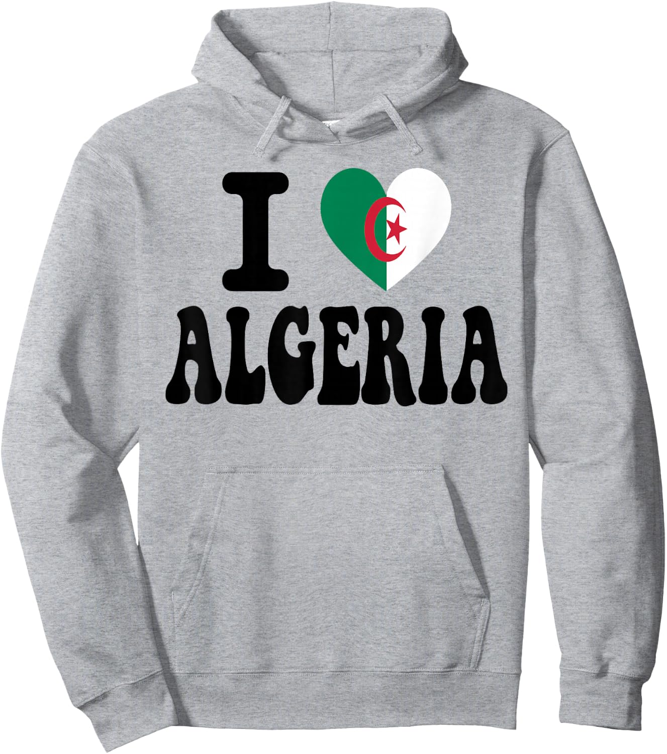 I Love Algeria Heart Flag Retro Travel Souvenir Hoodie - Hoodie | Ash