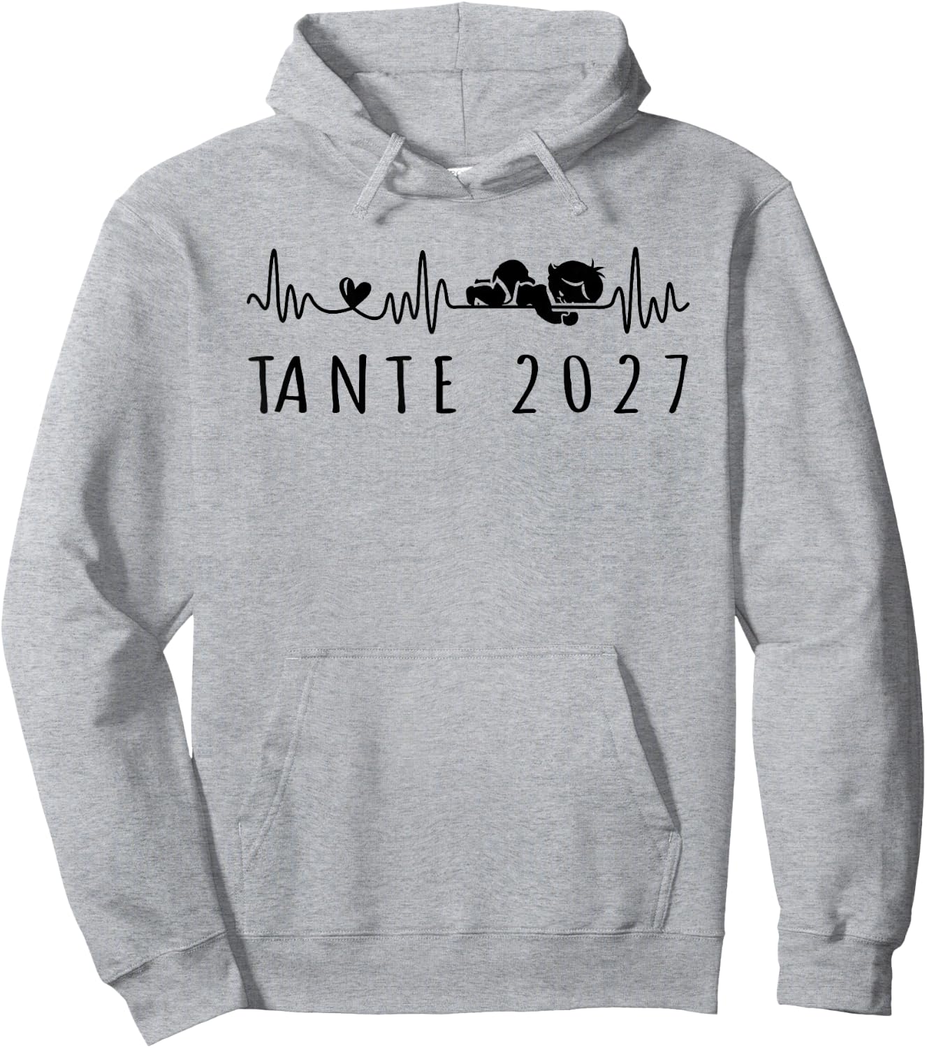 Tante 2027 Herzschlag Schwangerschaft Verkünden Hoodie - Hoodie | Ash
