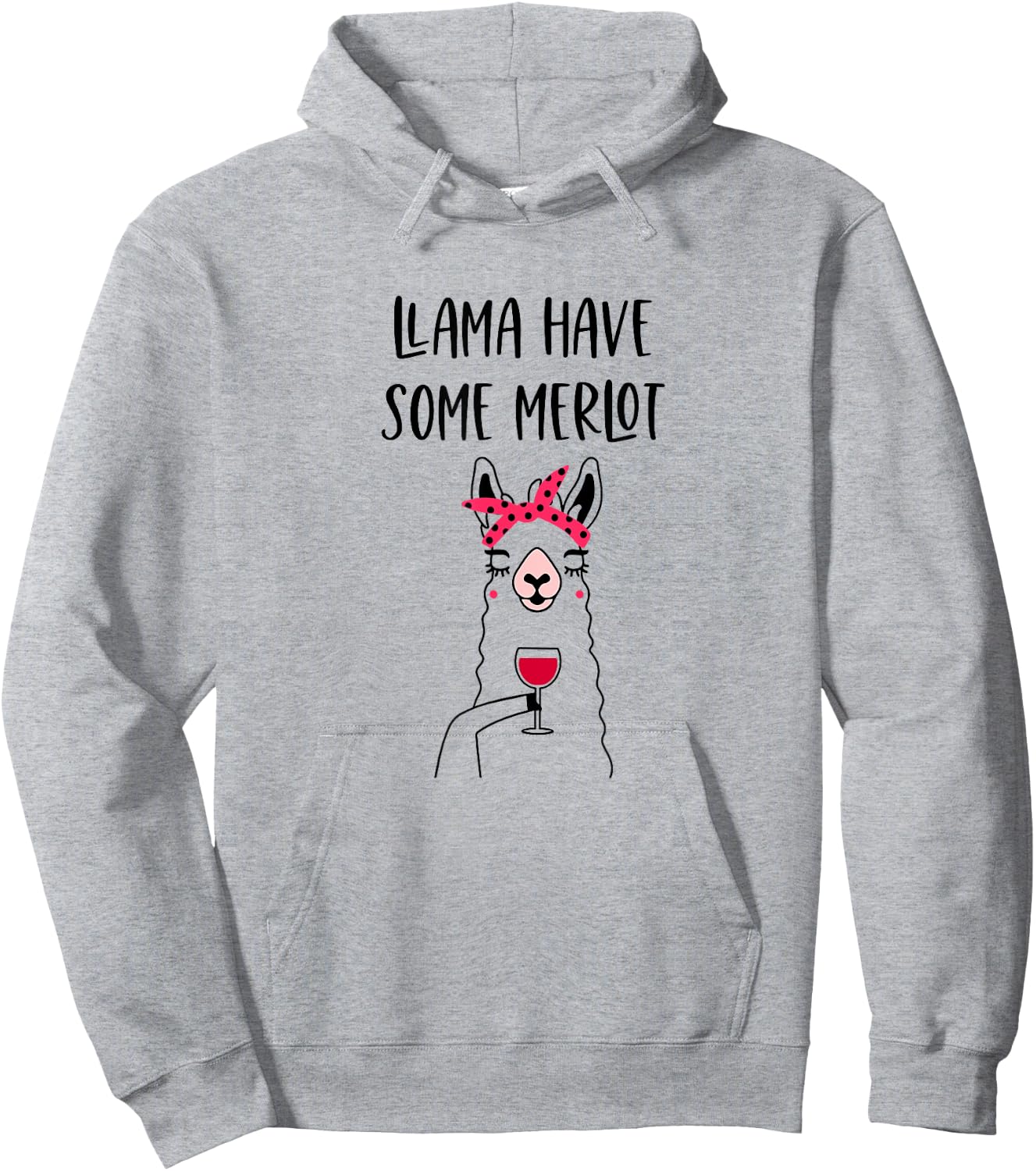 Funny Llama Wine Llama Have Some Merlot Graphic Hoodie - Hoodie | Ash