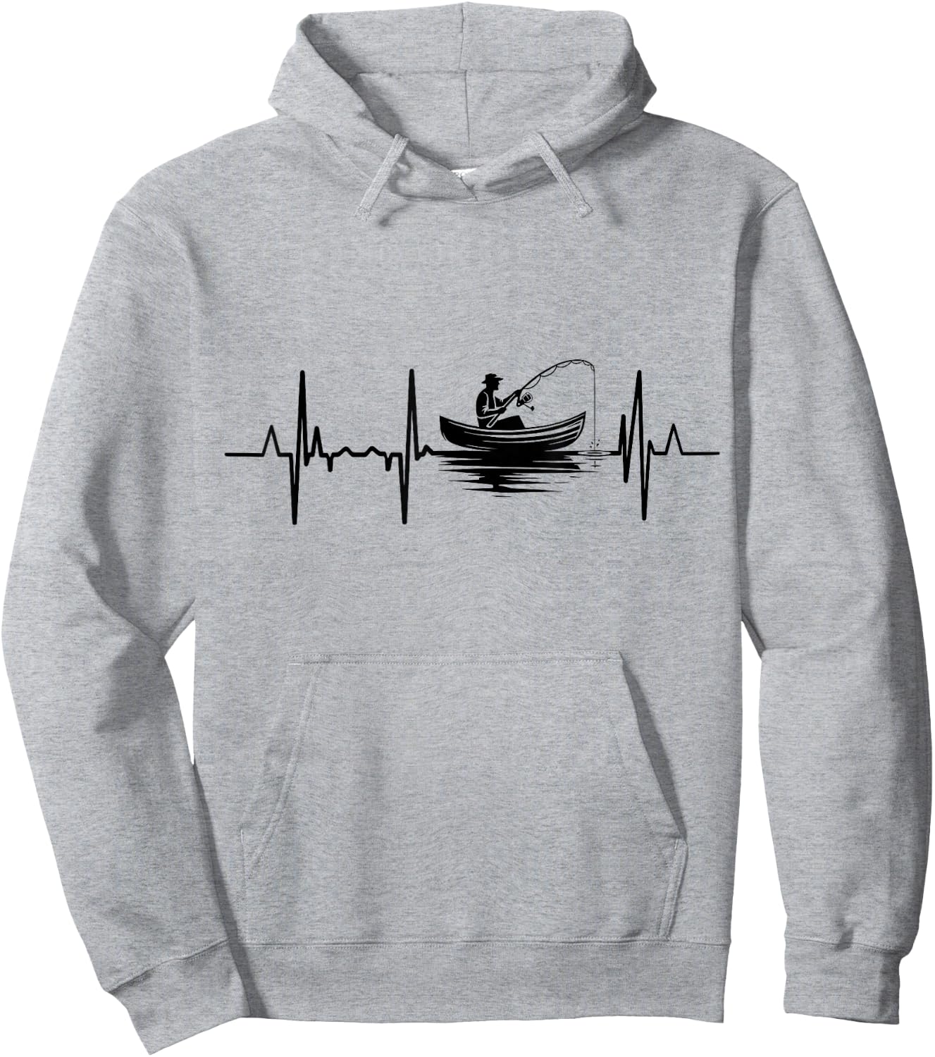 Fishing Pulse Line Angler Heartbeat Hoodie - Hoodie | Ash