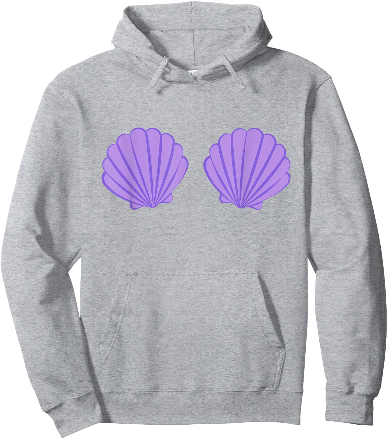 Mermaid Purple Seashell Bra Cartoon Graphic Hoodie - Hoodie | Ash