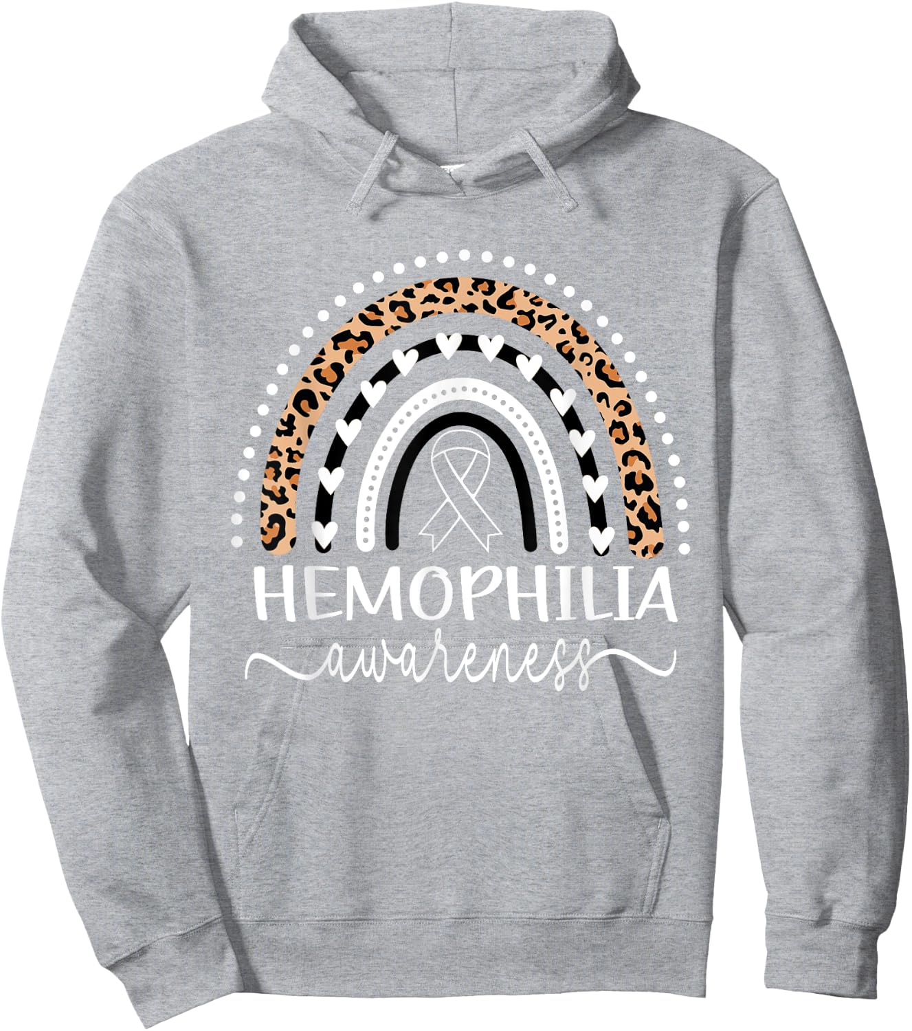 Hemophilia Awareness Wear Red Leopard Rainbow Hoodie - Hoodie | Ash