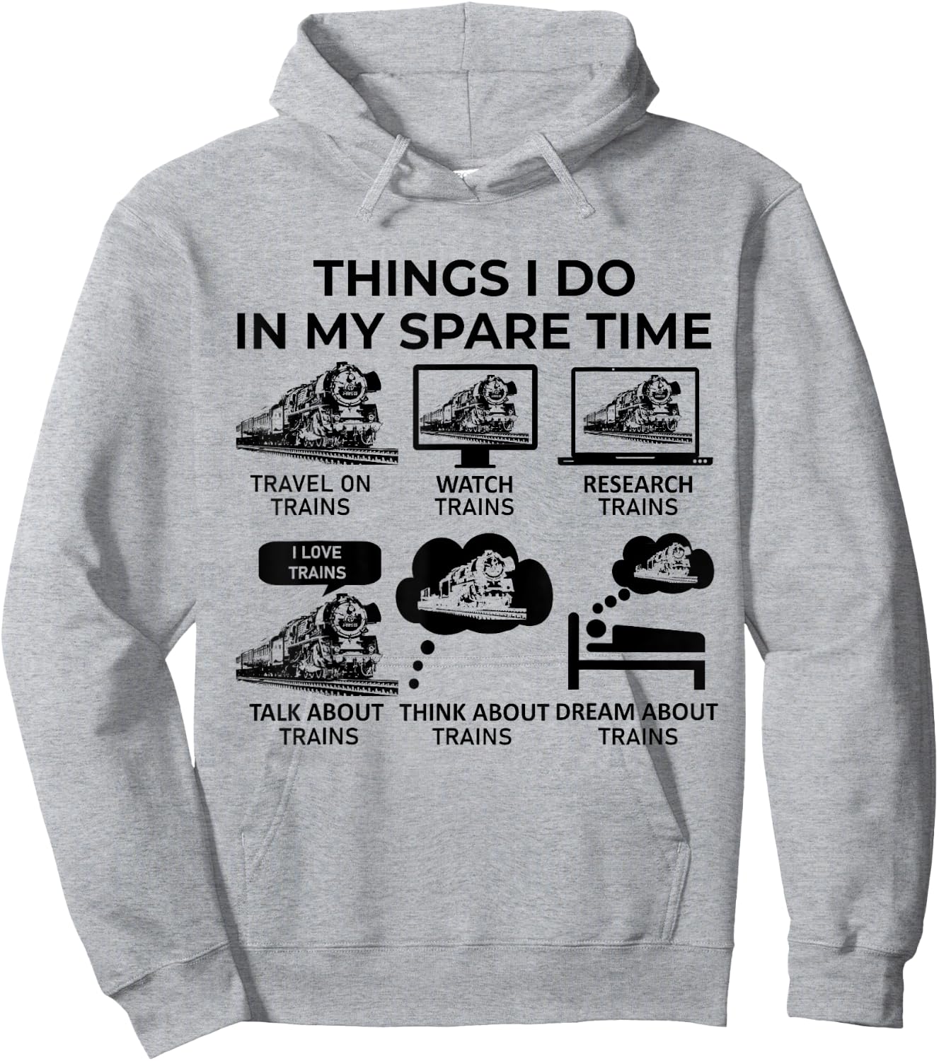 Things I Do in My Spare Time - Trains Hoodie - Hoodie | Ash