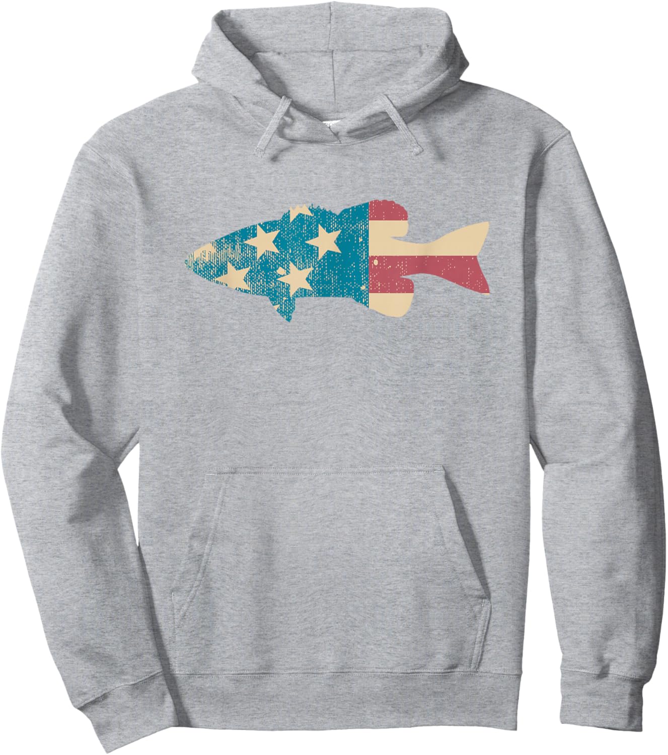 Largemouth Bass Fishing - American Flag Fishing Hoodie - Hoodie | Ash
