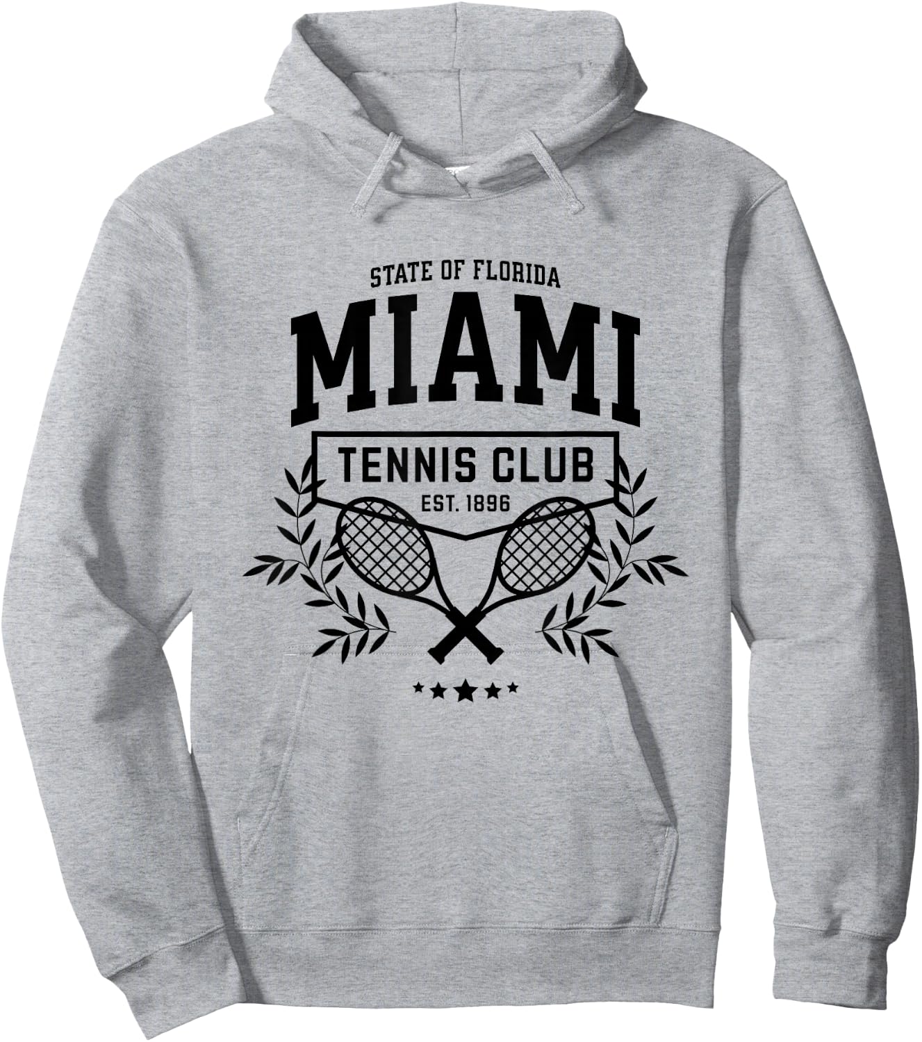 Miami Tennis, Varsity Player Style Graphic Hoodie - Hoodie | Ash