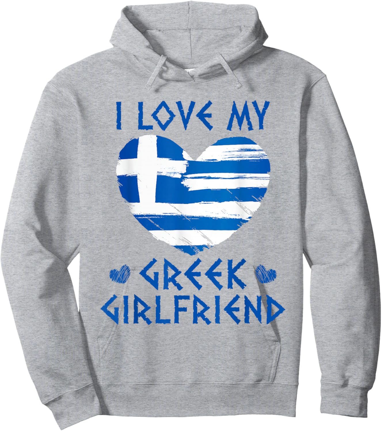 I Love My Greek Girlfriend Flag Heart Hoodie - Hoodie | Ash