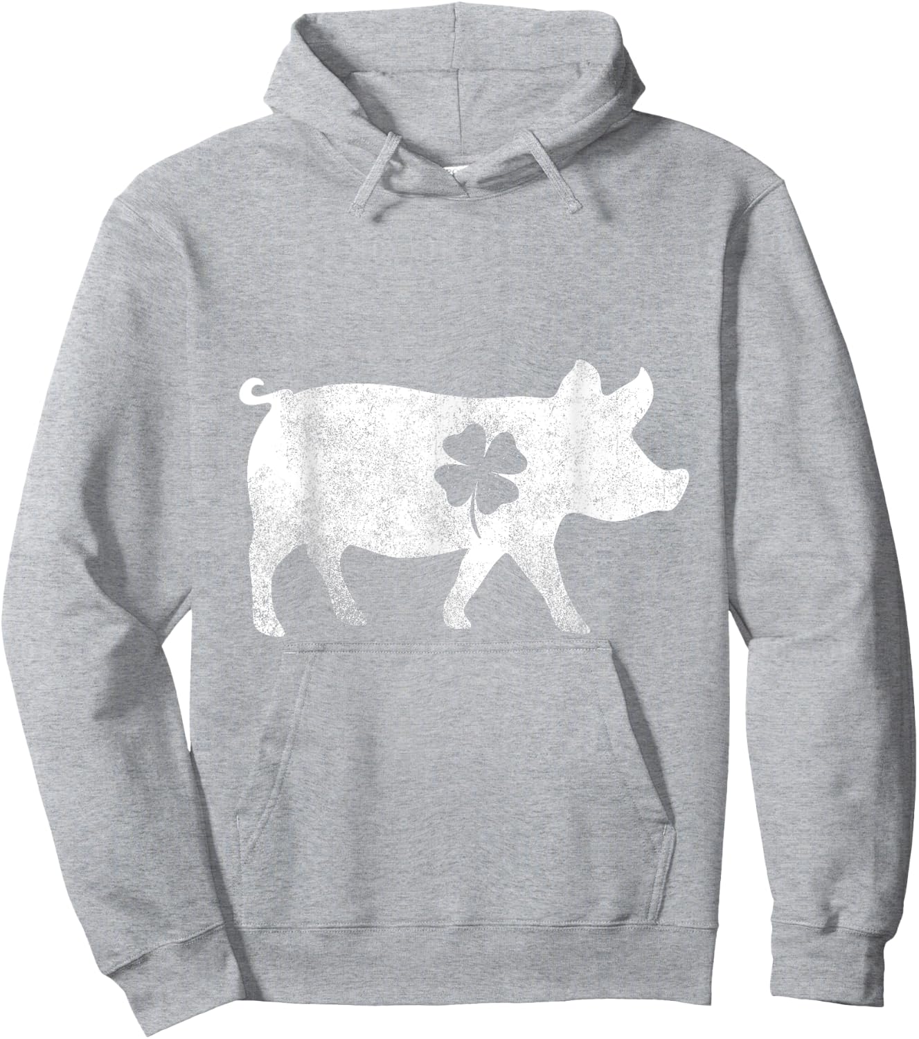 Pig Silhouette Lucky Shamrock St. Patrick's Day Hoodie - Hoodie | Ash