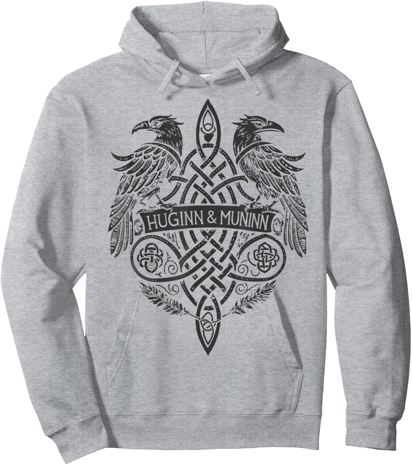 Viking Symbol – Huginn & Muninn Celtic Knotwork Hoodie - Hoodie | Ash