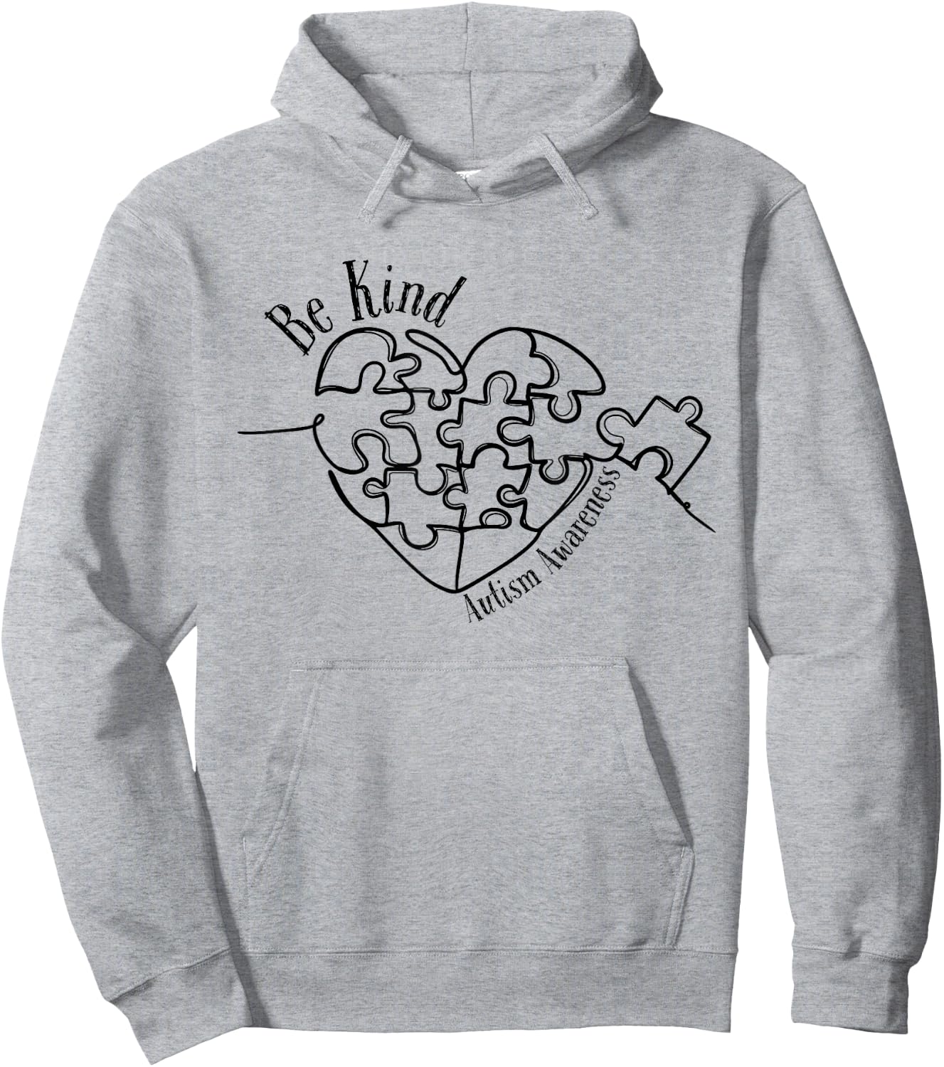 Autism Awareness Be Kind, Heart Puzzle Hoodie - Hoodie | Ash