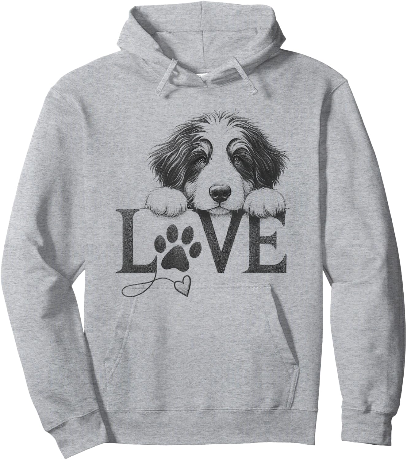 Bernedoodle Dog Love Paw Design Hoodie - Hoodie | Ash