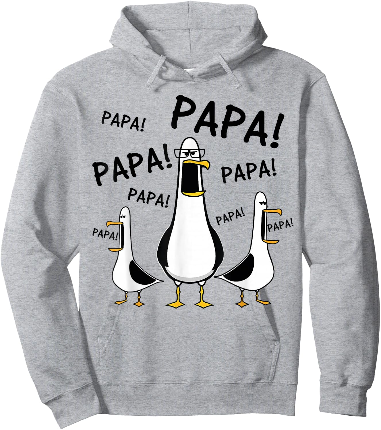 Papa Seagull Funny Dad Bird Humor Father Life Hoodie - Hoodie | Ash