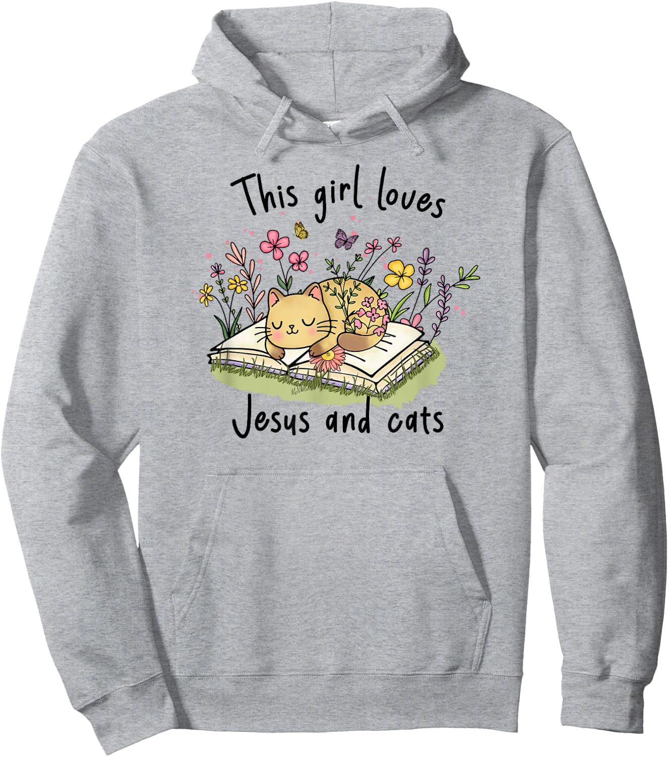 This Girl Loves Jesus And Cats Cute Christian Hoodie - Hoodie | Ash