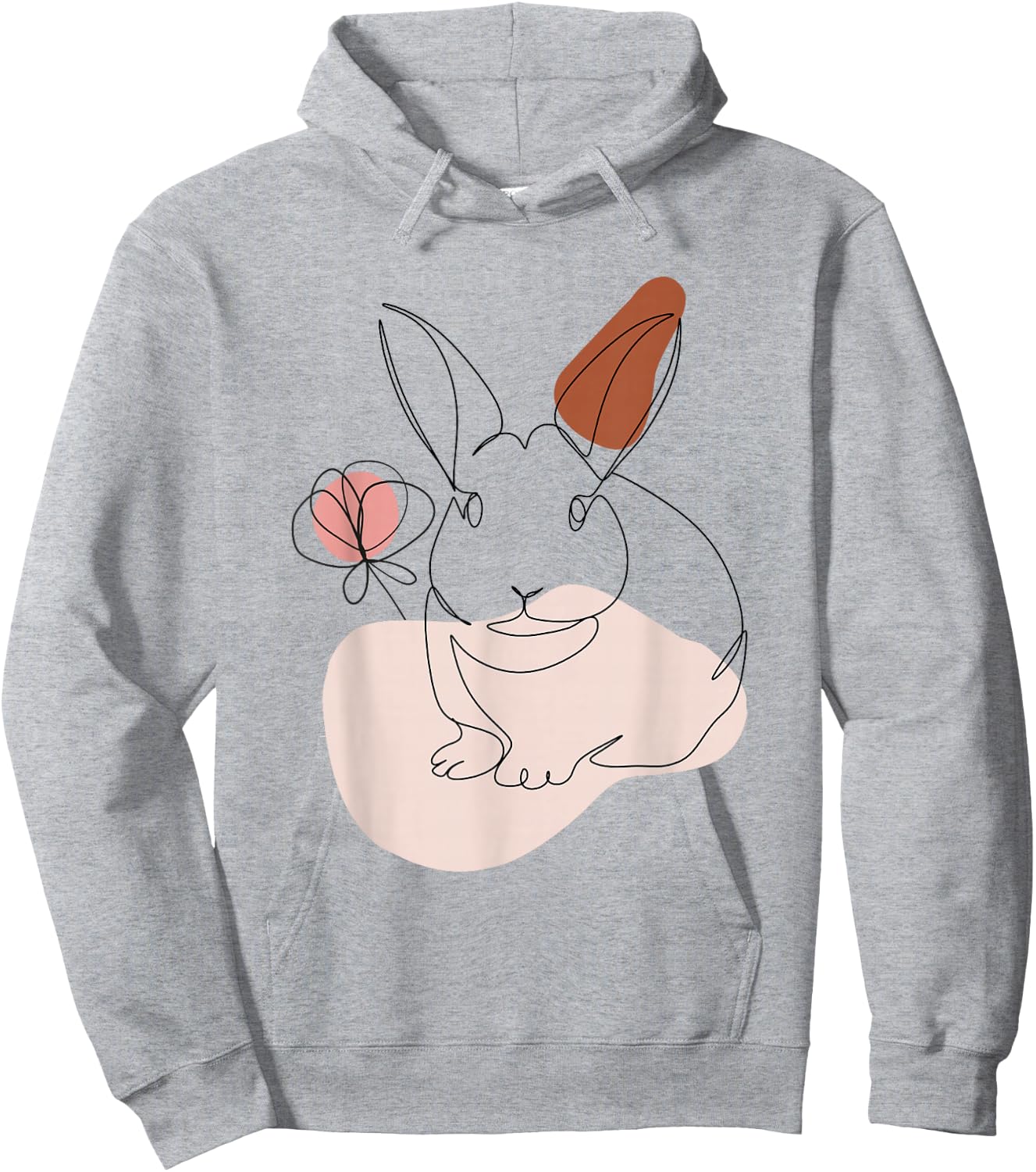 Rabbit Line Art Abstract Minimalist Bunny Face Hoodie - Hoodie | Ash