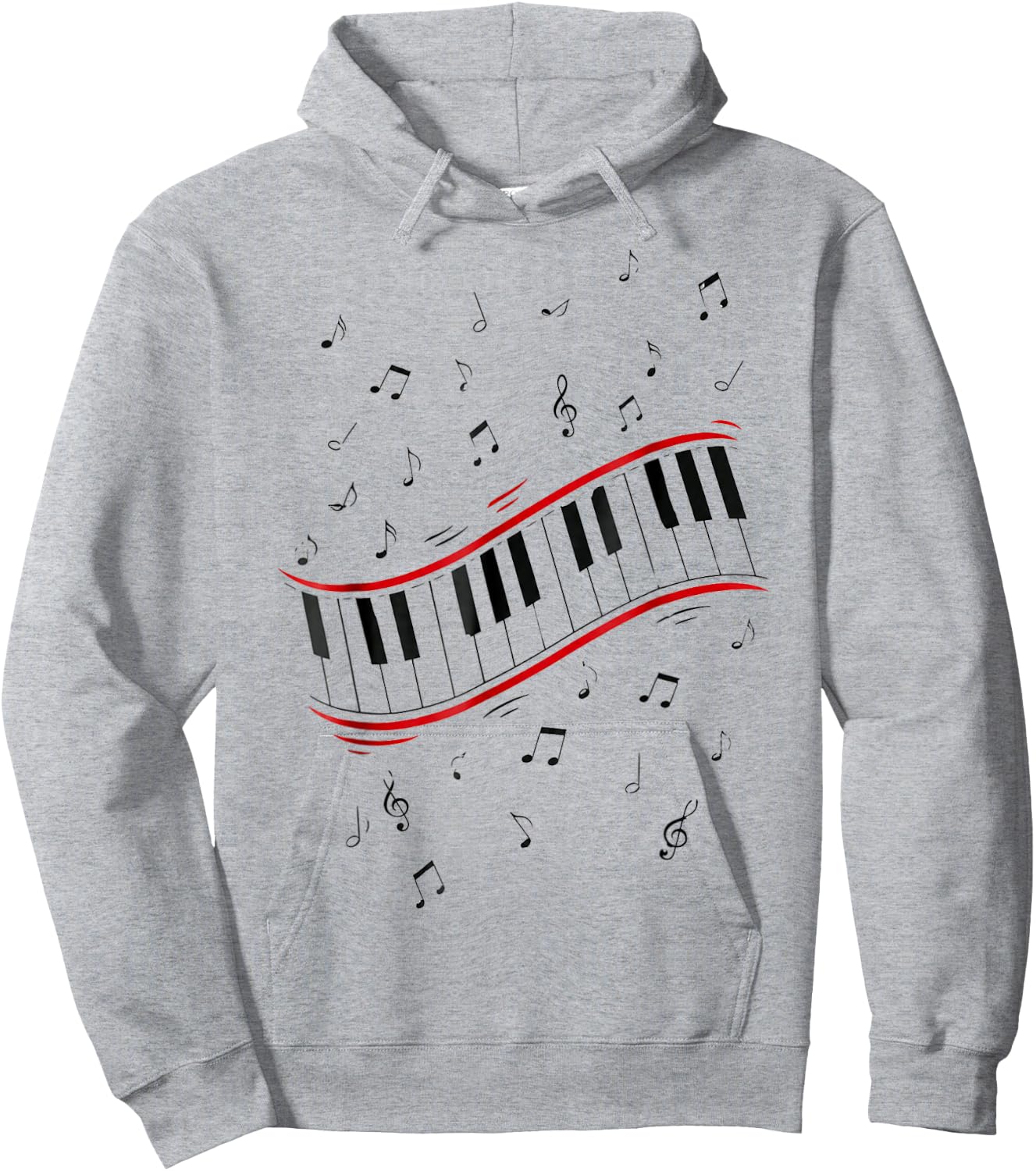 Retro Piano Keyboard Music Notes 80s Vibe Hoodie - Hoodie | Ash
