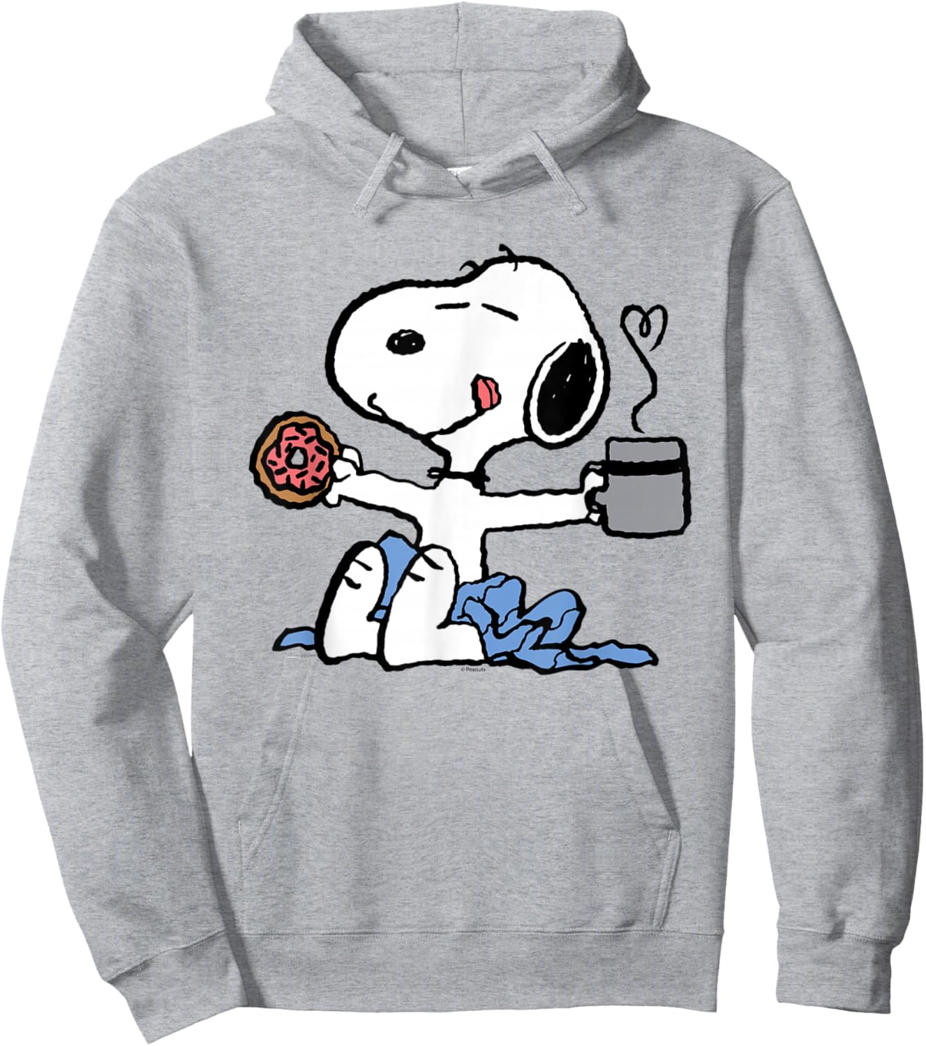 Peanuts - Donut Coffee Snoopy , blue Hoodie - Hoodie | Ash