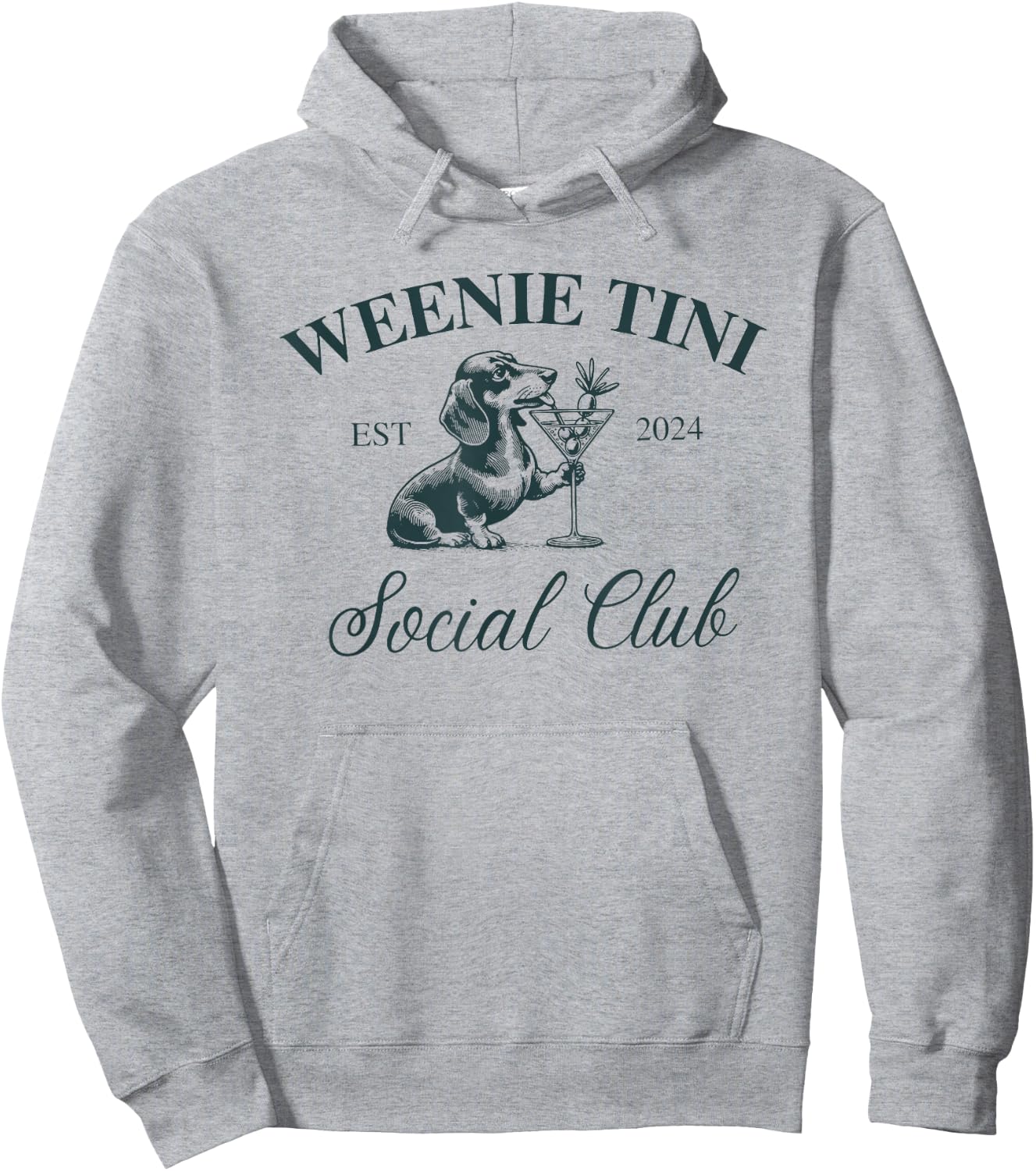 Weenie Tini Social Club, Dachshund Weiner Dog Hoodie - Hoodie | Ash