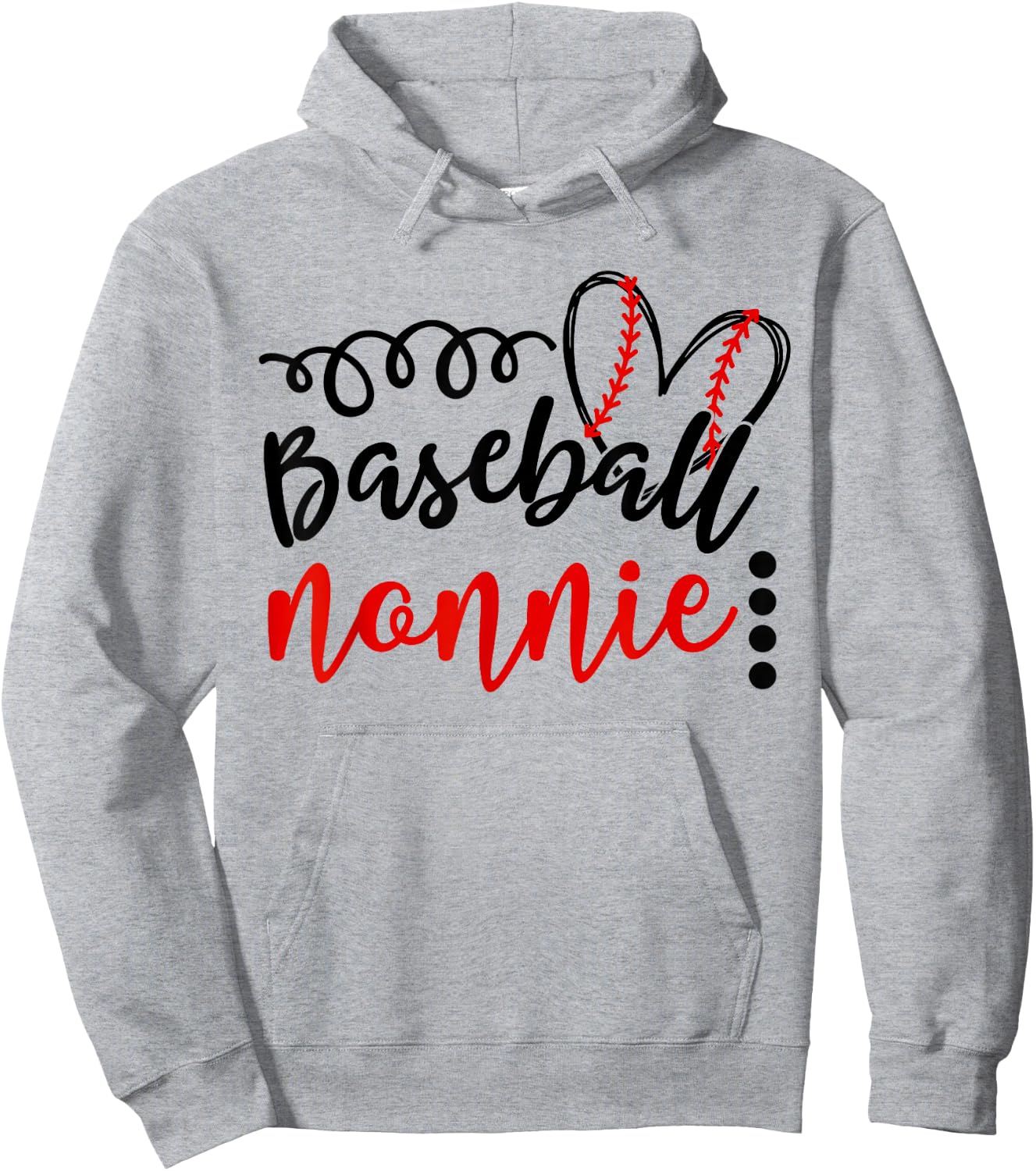 Baseball Nonnie Heart Baseball Hoodie - Hoodie | Ash