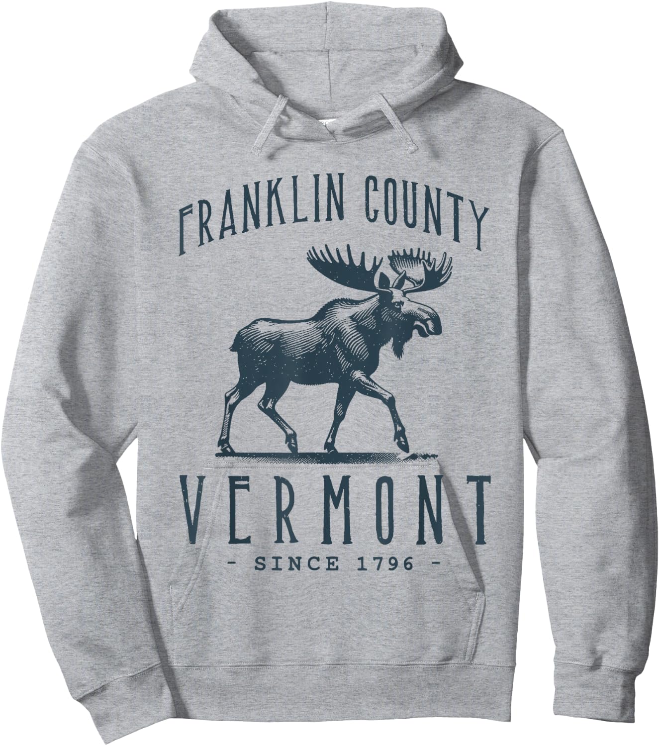 Franklin County, Vermont. Moose Vintage Design Hoodie - Hoodie | Ash