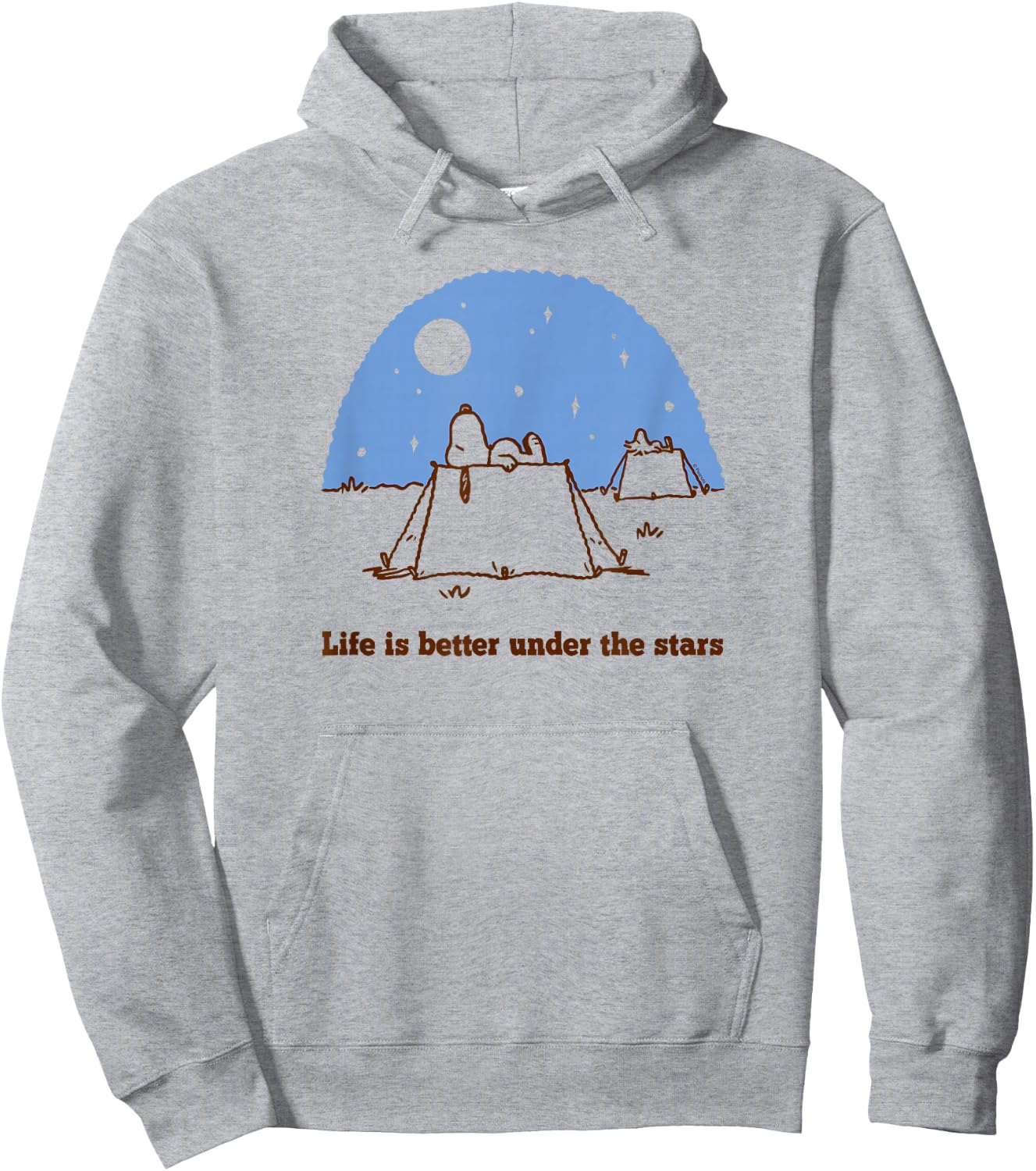 Peanuts - Snoopy Woodstock Camping Under Stars Hoodie - Hoodie | Ash