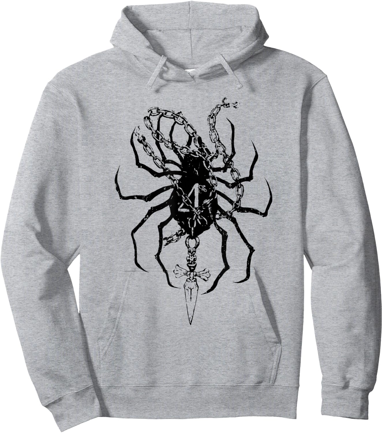 Gothic Spider Chain Dagger Dark Aesthetic Hoodie - Hoodie | Ash