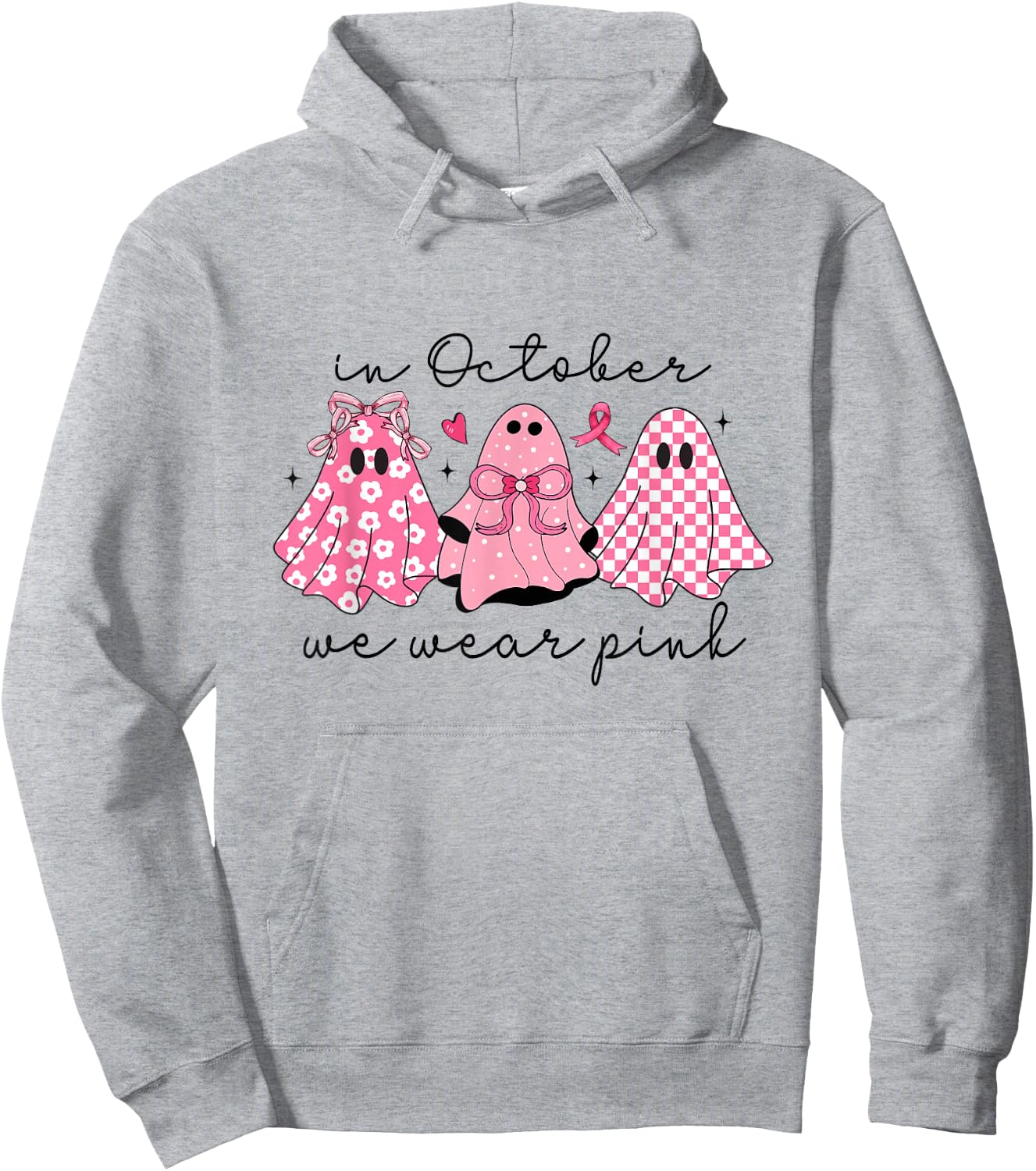 In October We Wear Pink Cute Ghost Women's Hoodie - Hoodie | Ash