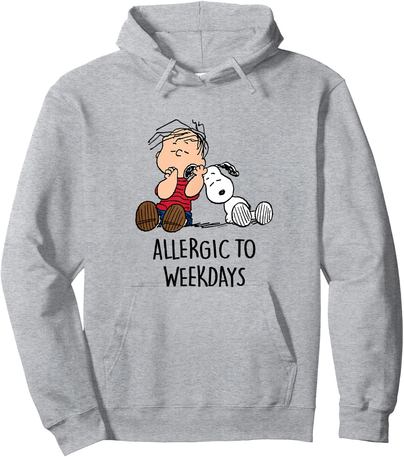 Peanuts - Linus & Snoopy - Allergic to Weekdays Hoodie - Hoodie | Ash