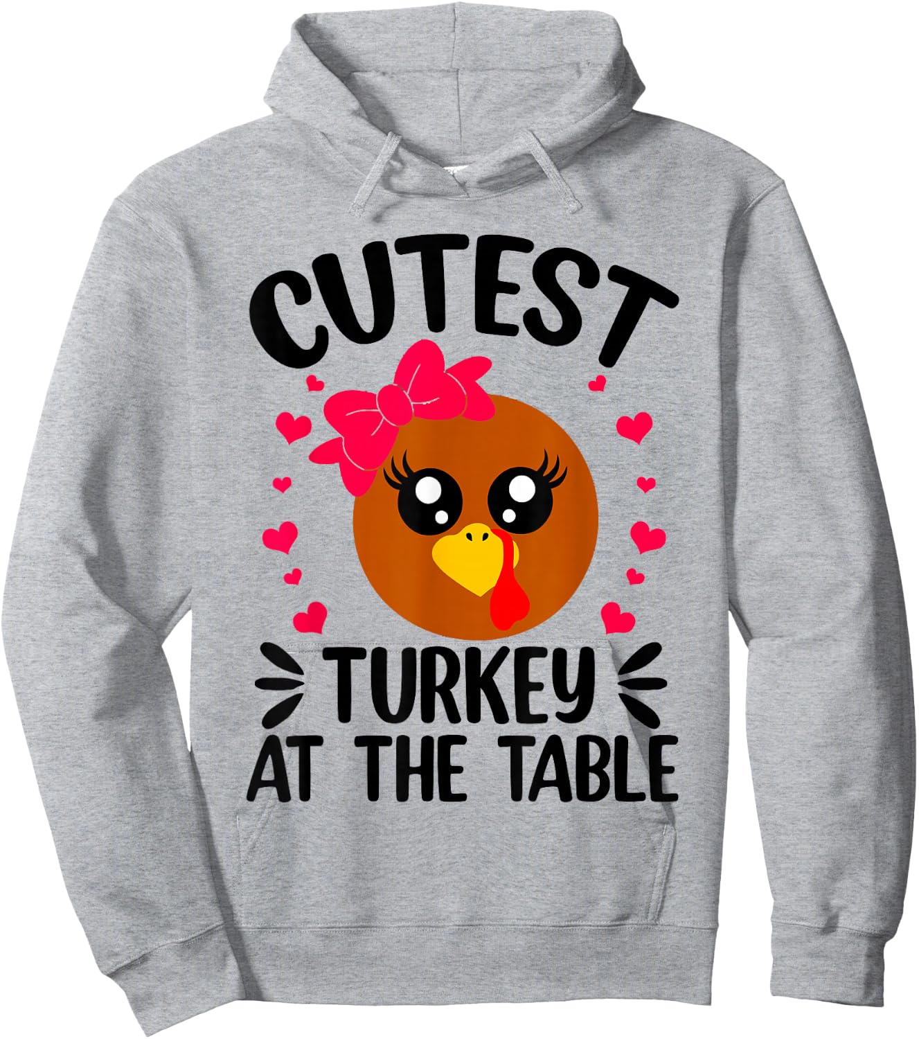 Thanksgiving Girl Cutest Turkey At The Table Hoodie - Hoodie | Ash