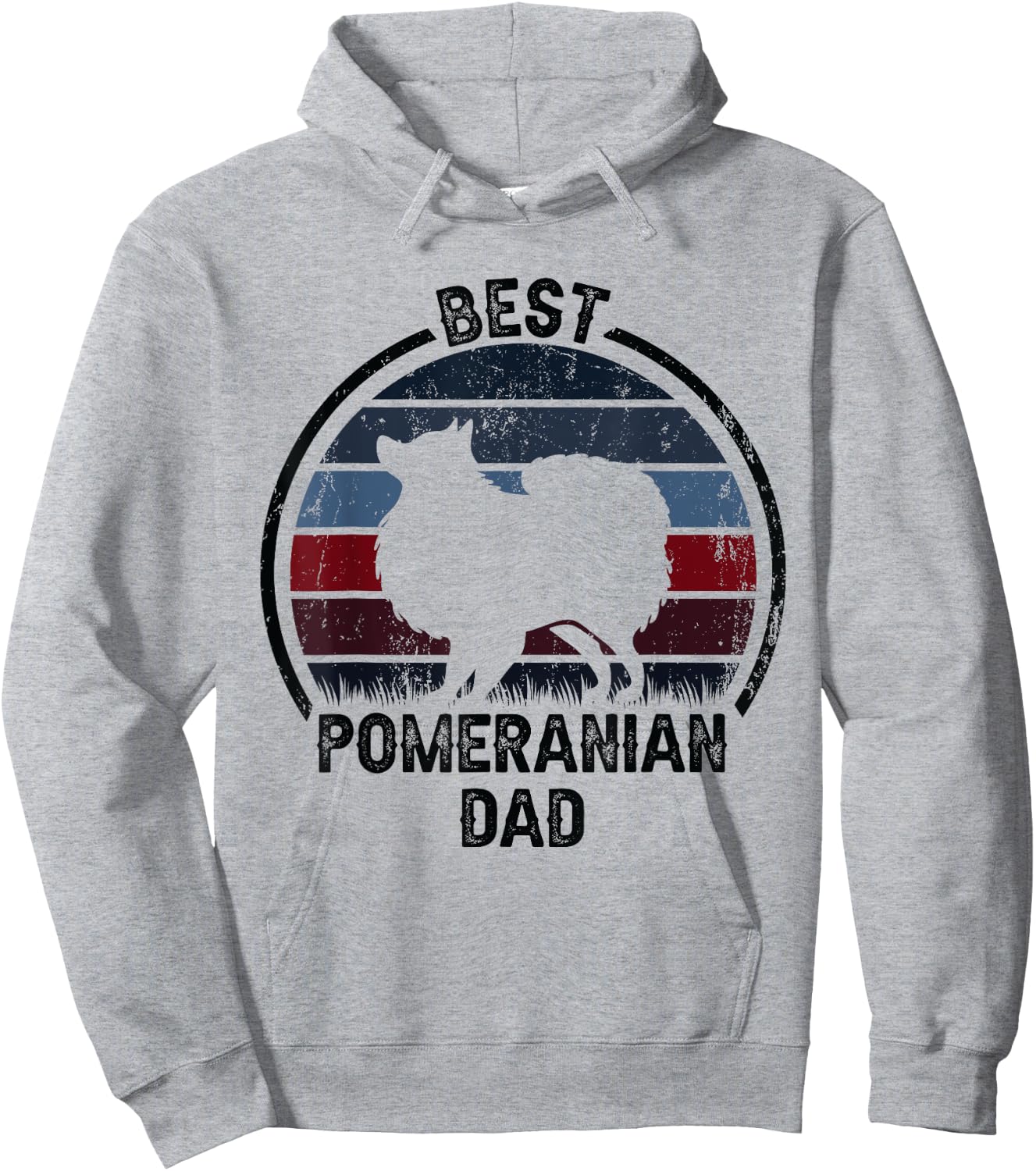Best Dog Father Dad - Vintage Pom Pomeranian Hoodie - Hoodie | Ash