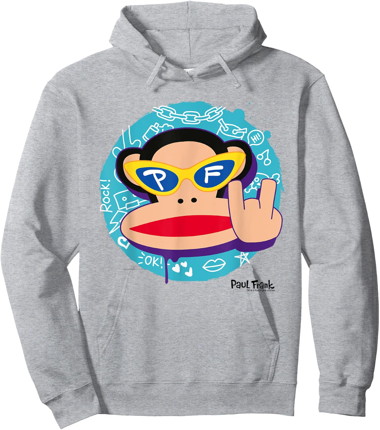 Paul Frank Cool Julius The Monkey Devil Horns Hoodie - Hoodie | Ash