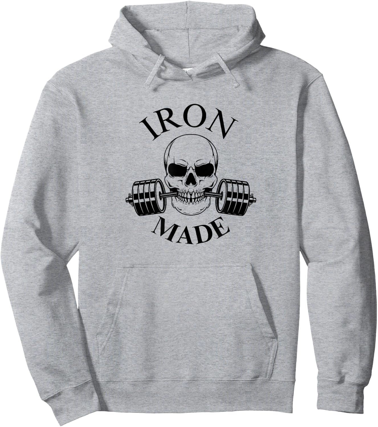 IRON MADE | SKULL with weights pump cover gym Hoodie - Hoodie | Ash