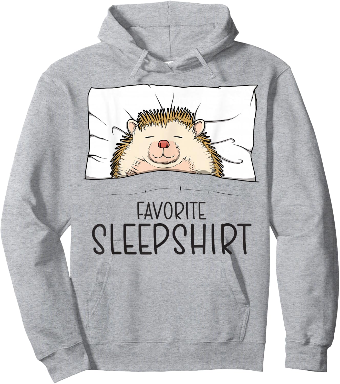 Favorite Sleepshirt, Napping Hedgehog Pajama Hoodie - Hoodie | Ash