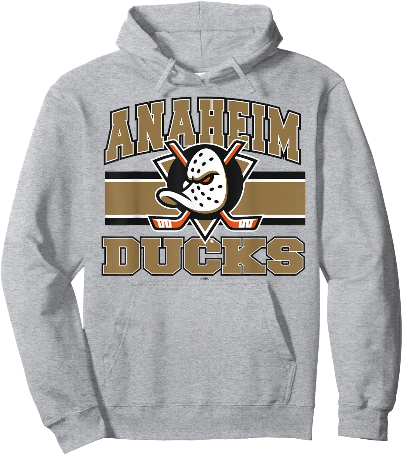 Anaheim Ducks Stripe Orange Officially Licensed Hoodie - Hoodie | Ash