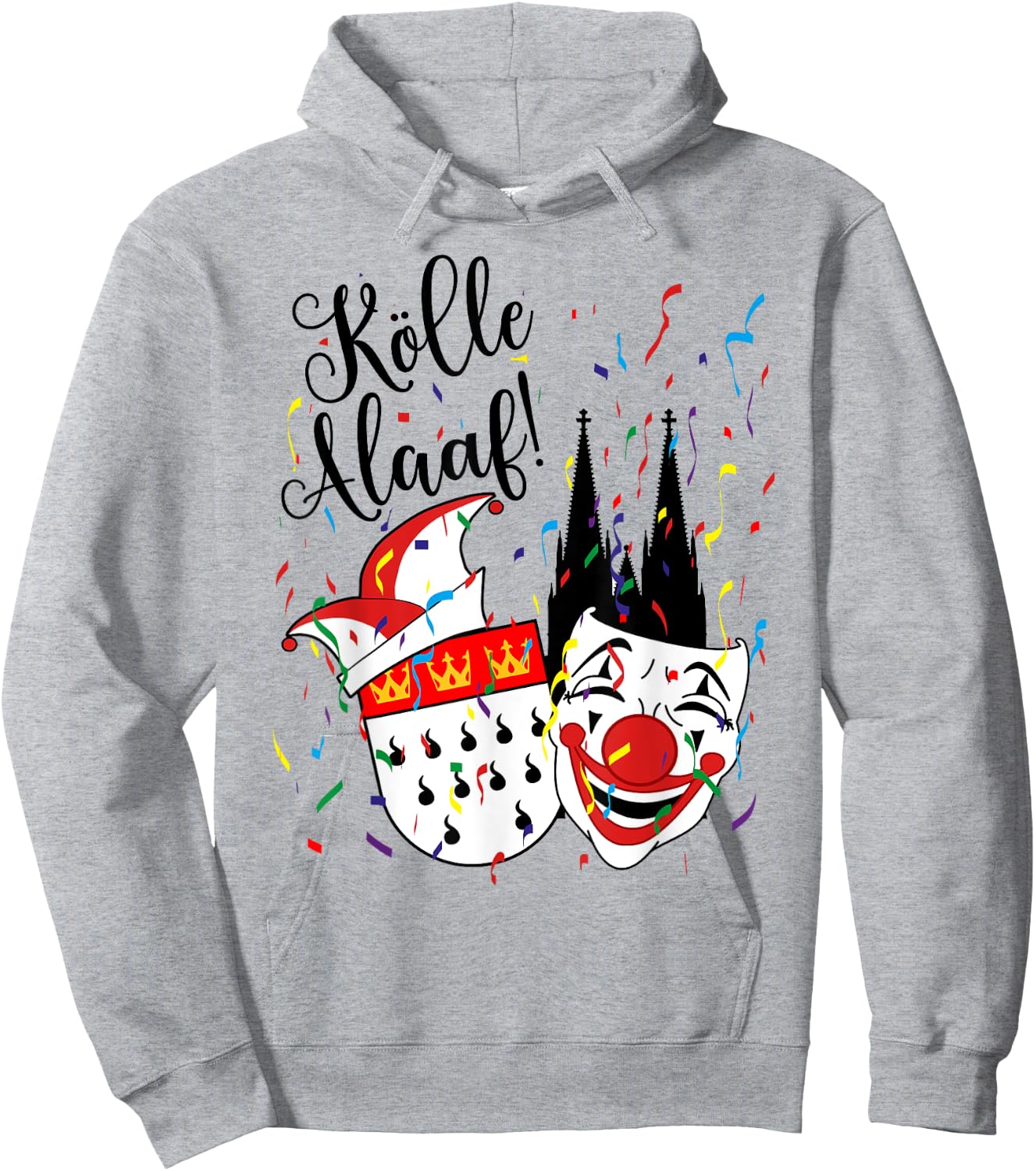 Karneval Fasching Konfetti Party Alaaf Kostüm Kölle Alaaf Confetti Carnival Parade for Adults, Children, Multicoloured, Small, Short Sleeves, Spring, 1 Count Hoodie - Hoodie | Ash