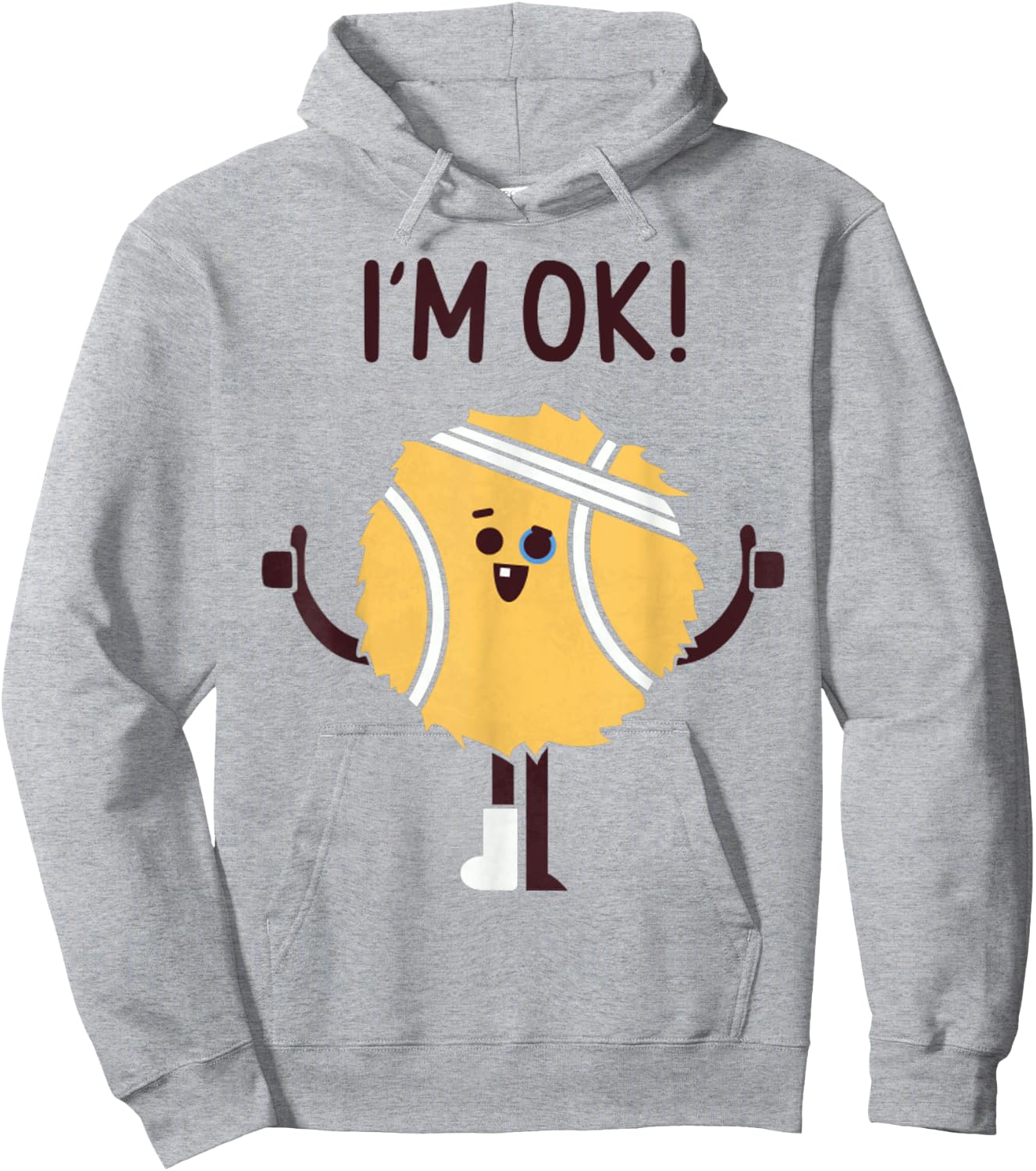 Tennis Ball Funny Tennis I'm Ok Sport Lover Hoodie - Hoodie | Ash