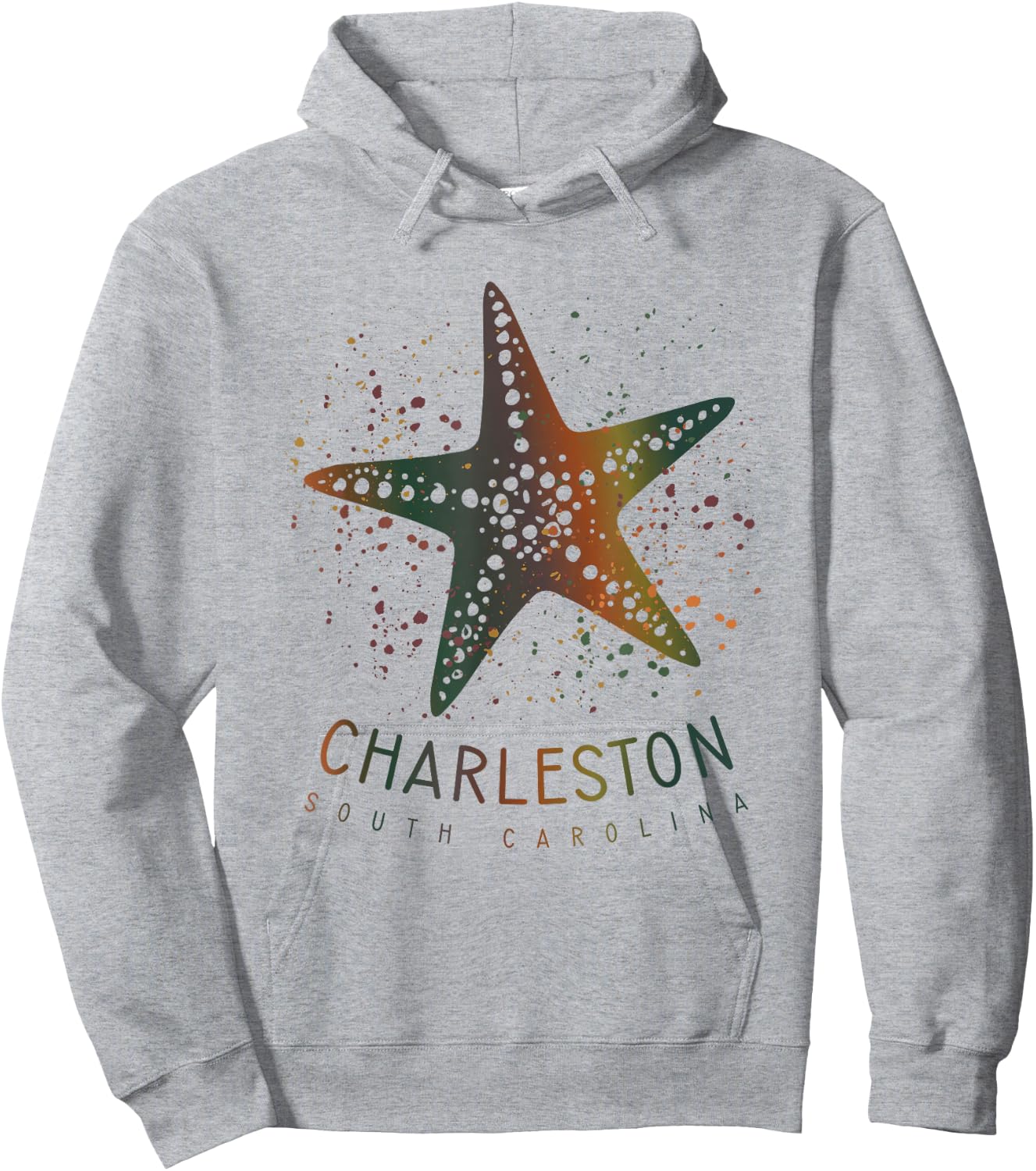 Charleston SC Cute Girls Kids Starfish Graphic Hoodie - Hoodie | Ash