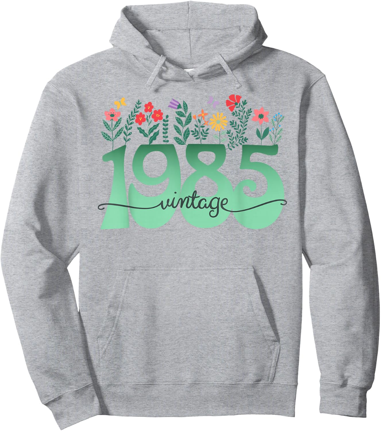 Floral Girl 1985 Birthday 40 Years Woman Hoodie - Hoodie | Ash