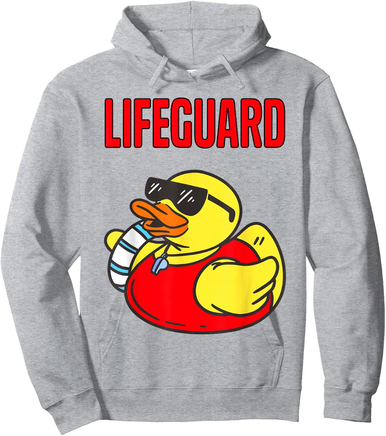 Rubber Duck Graphic Parody Lifeguard Hoodie - Hoodie | Ash