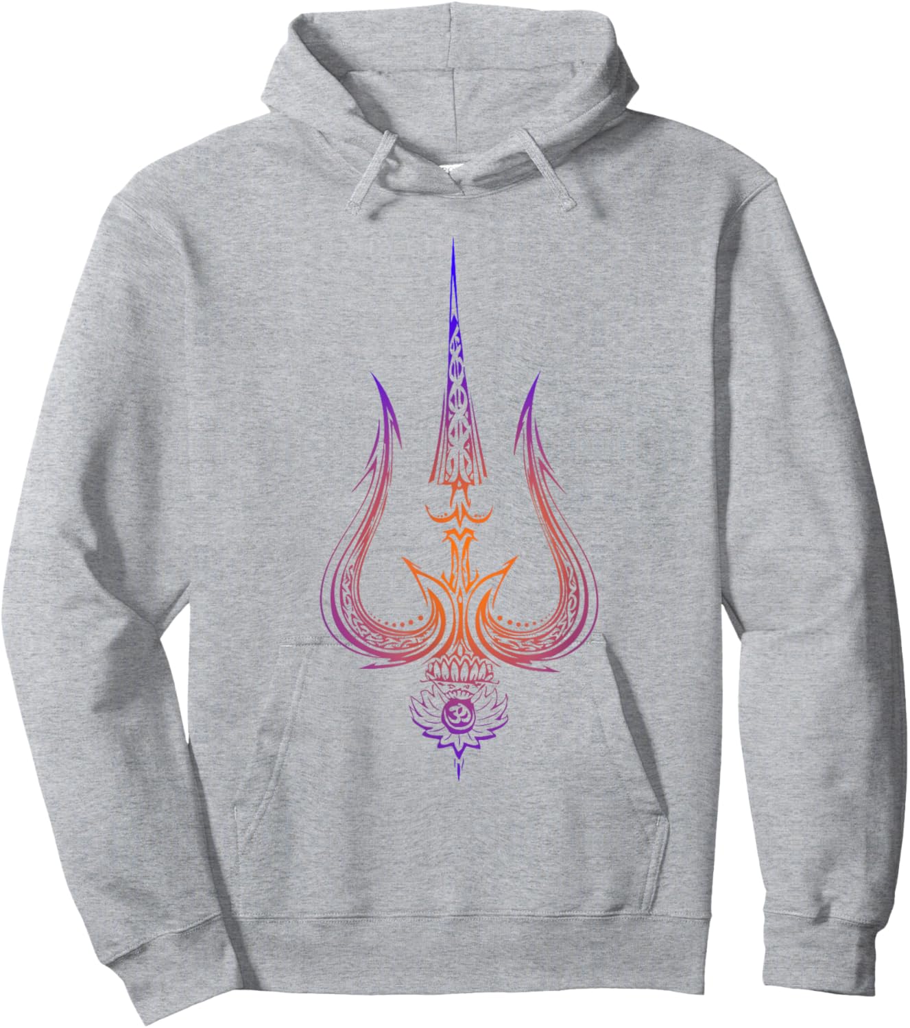 OM-Lord Shiva Divine Spear Trident Trishul Hoodie - Hoodie | Ash
